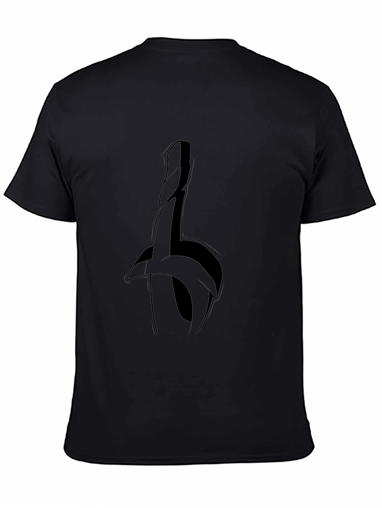 Abstract Sword Graphic Tee - Black Casual Top