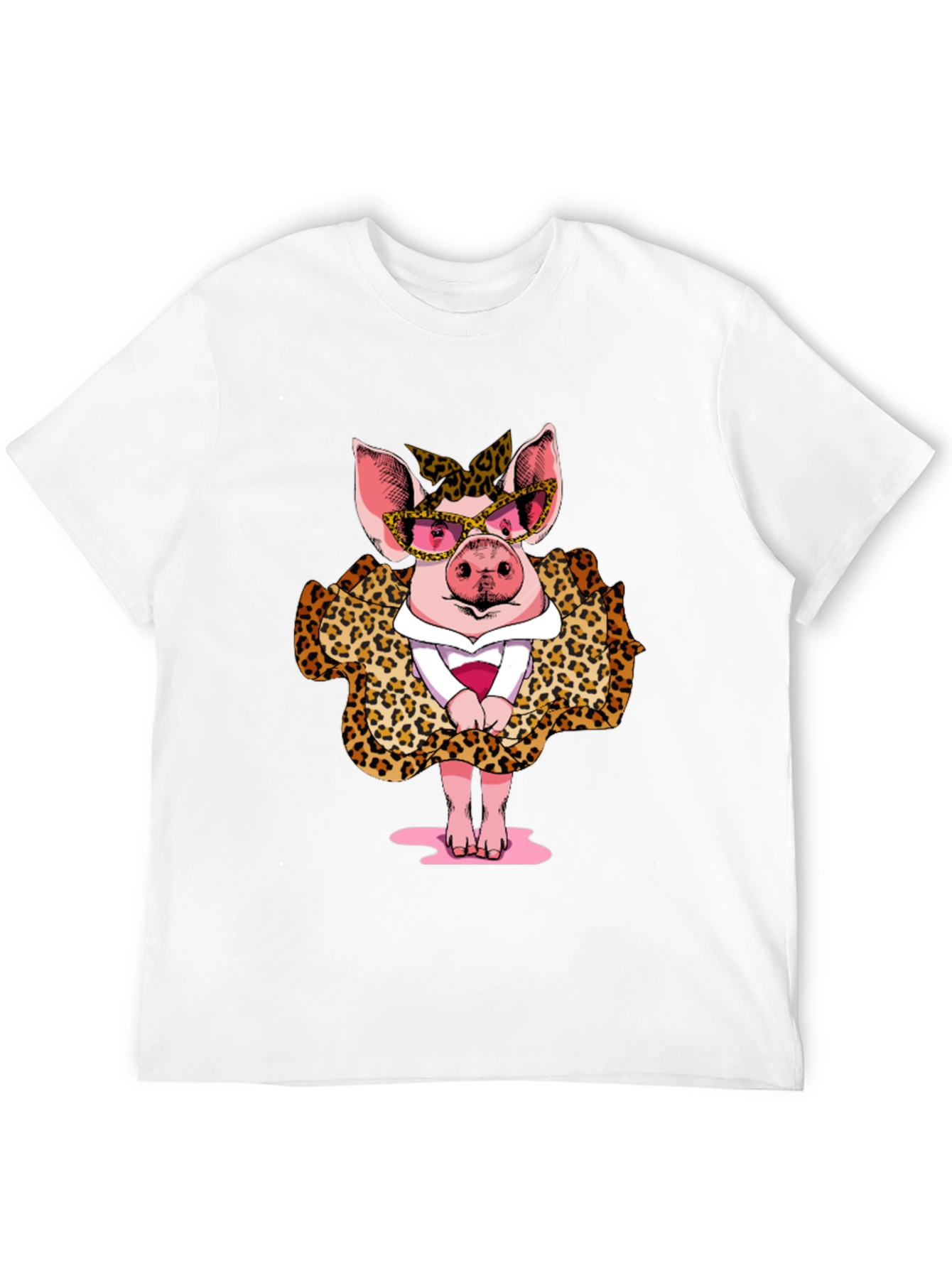Pig in Leopard Print T-Shirt