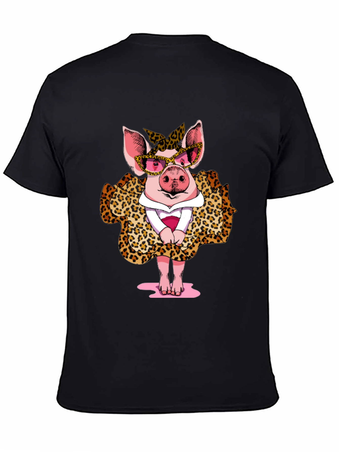 Pig in Leopard Print T-Shirt