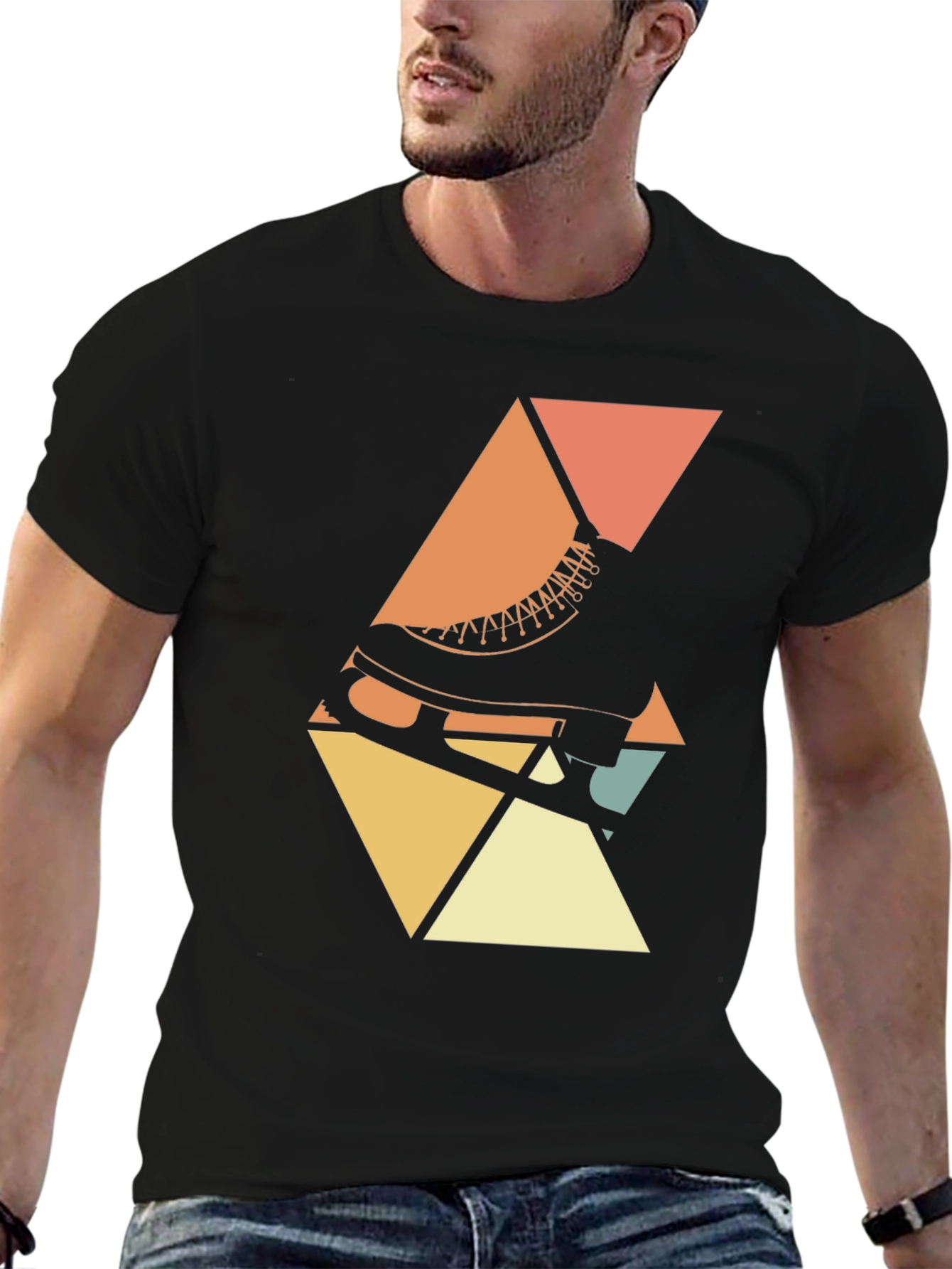 Retro Skate T-Shirt - Geometric Design
