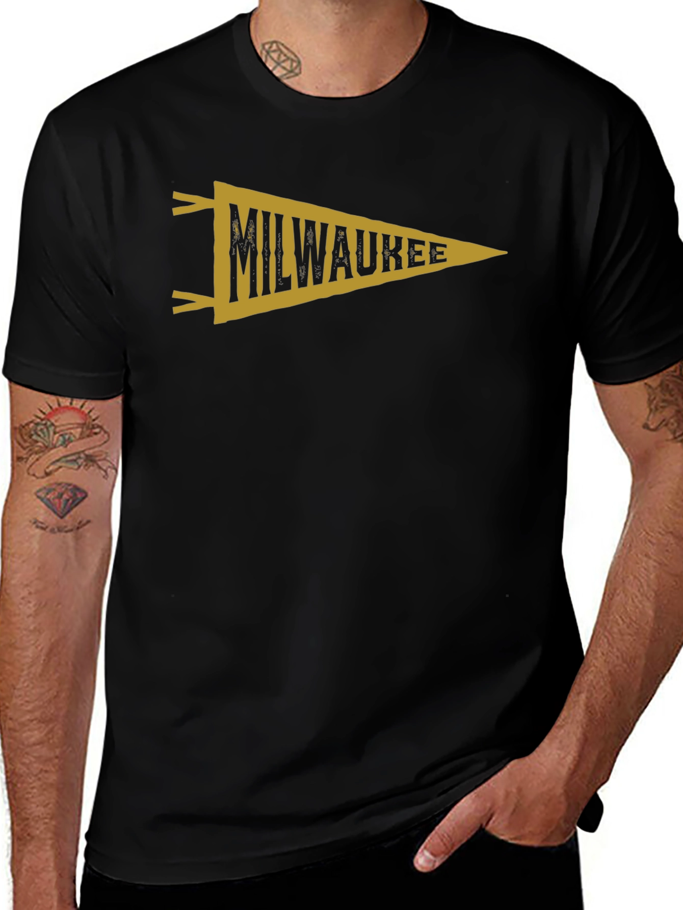 Milwaukee Pennant Graphic Black T-Shirt
