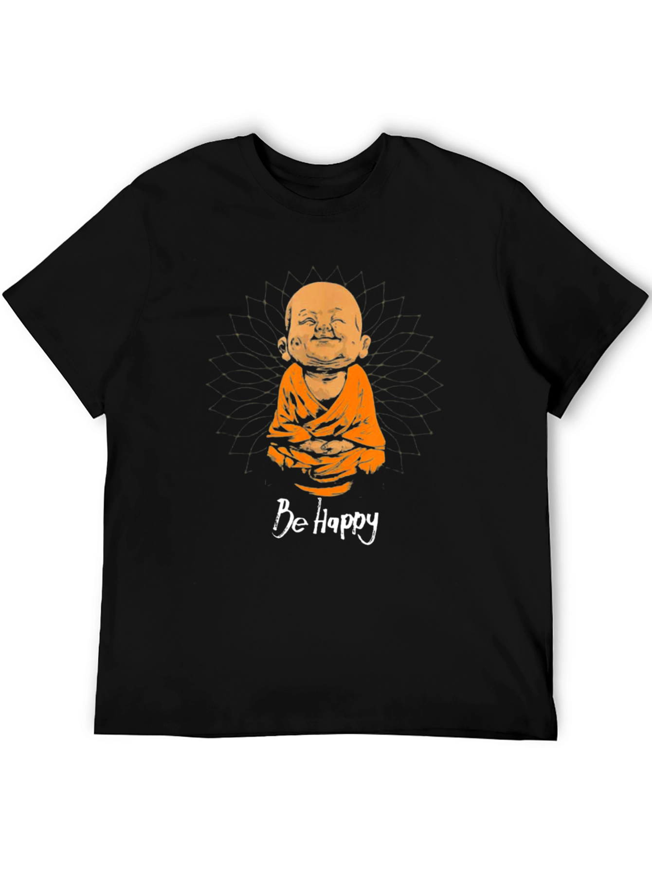 Be Happy Buddha Graphic Tee - Unisex Black T-Shirt