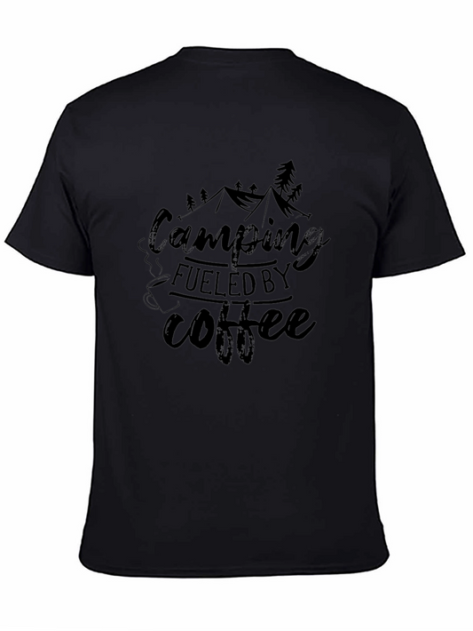 Camping Fueled by Coffee Black Graphic T-Shirt