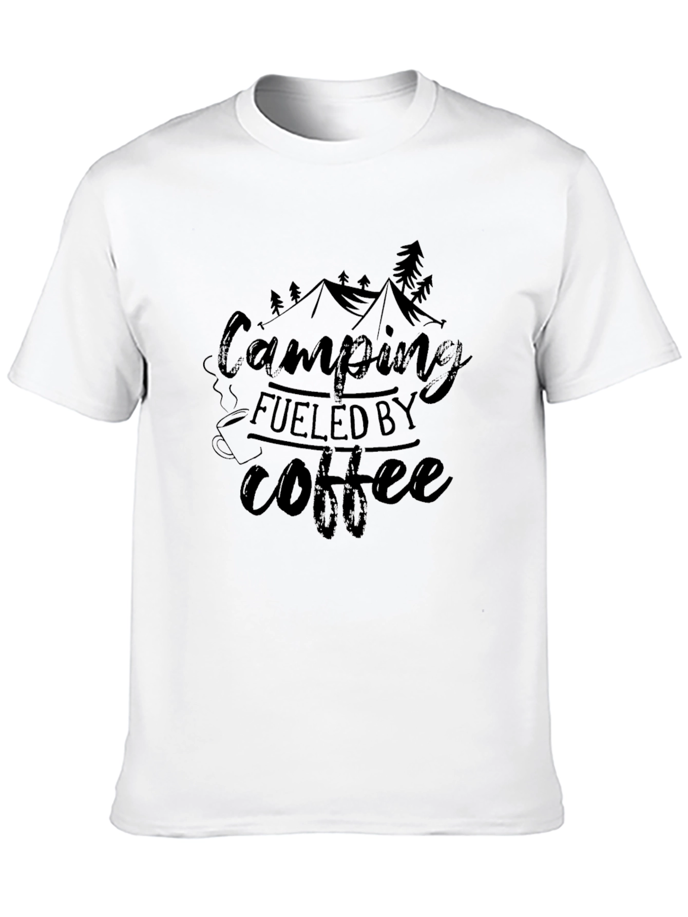 Camping Fueled by Coffee Black Graphic T-Shirt