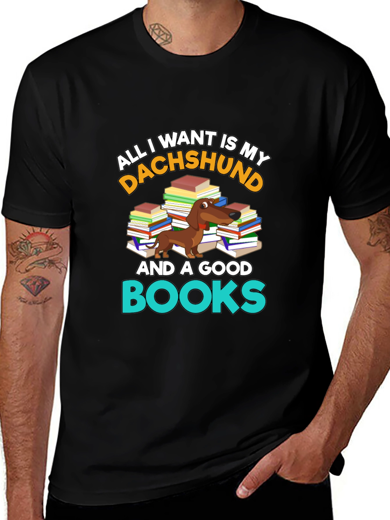 Dachshund and Books T-Shirt