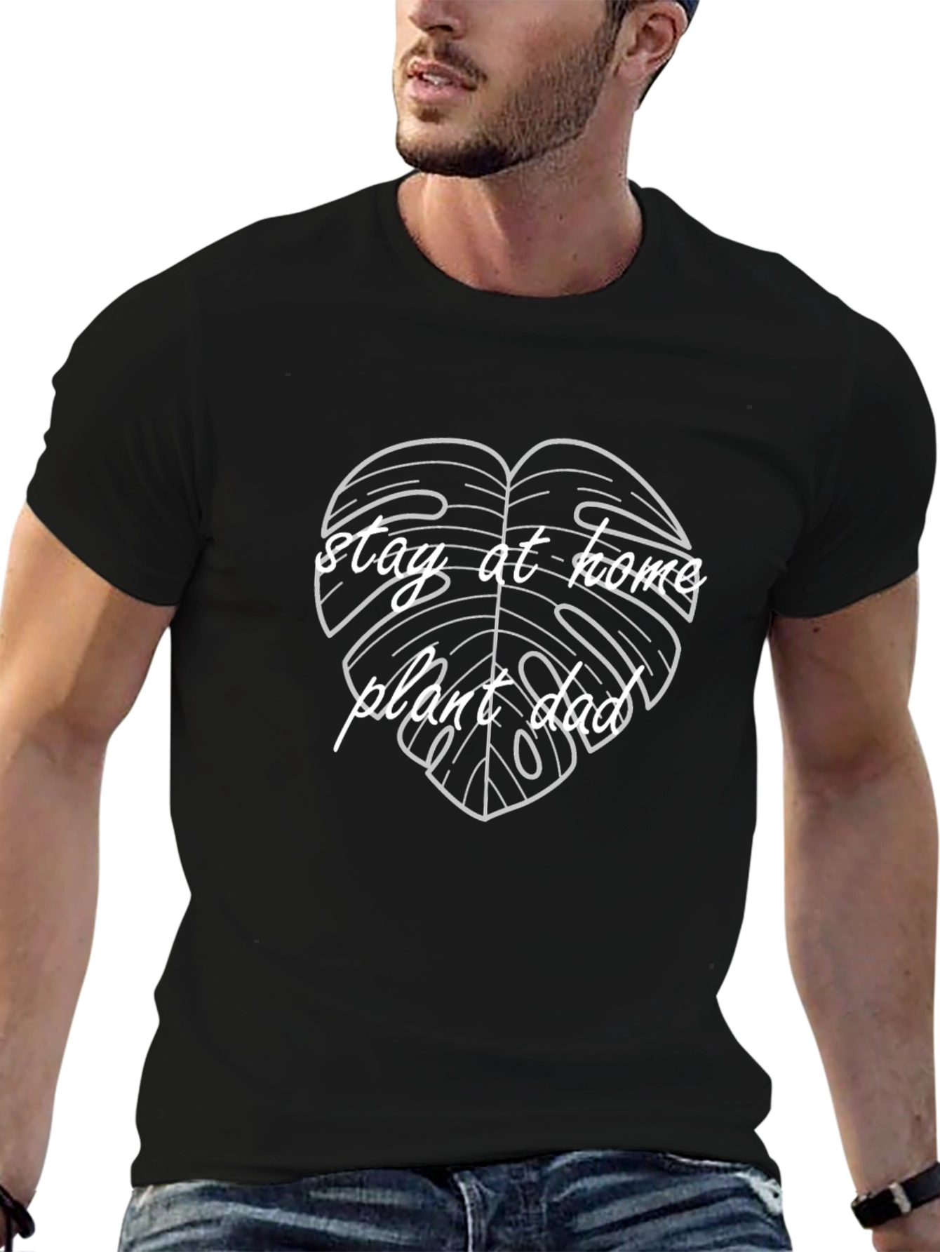 Stay-at-Home Plant Dad Graphic Tee - Black Cotton T-Shirt