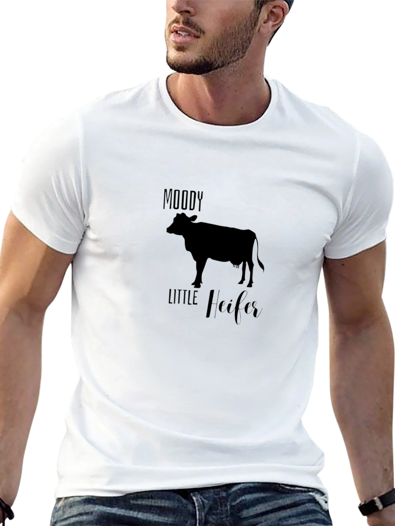 Moody Little Heifer Black Tee