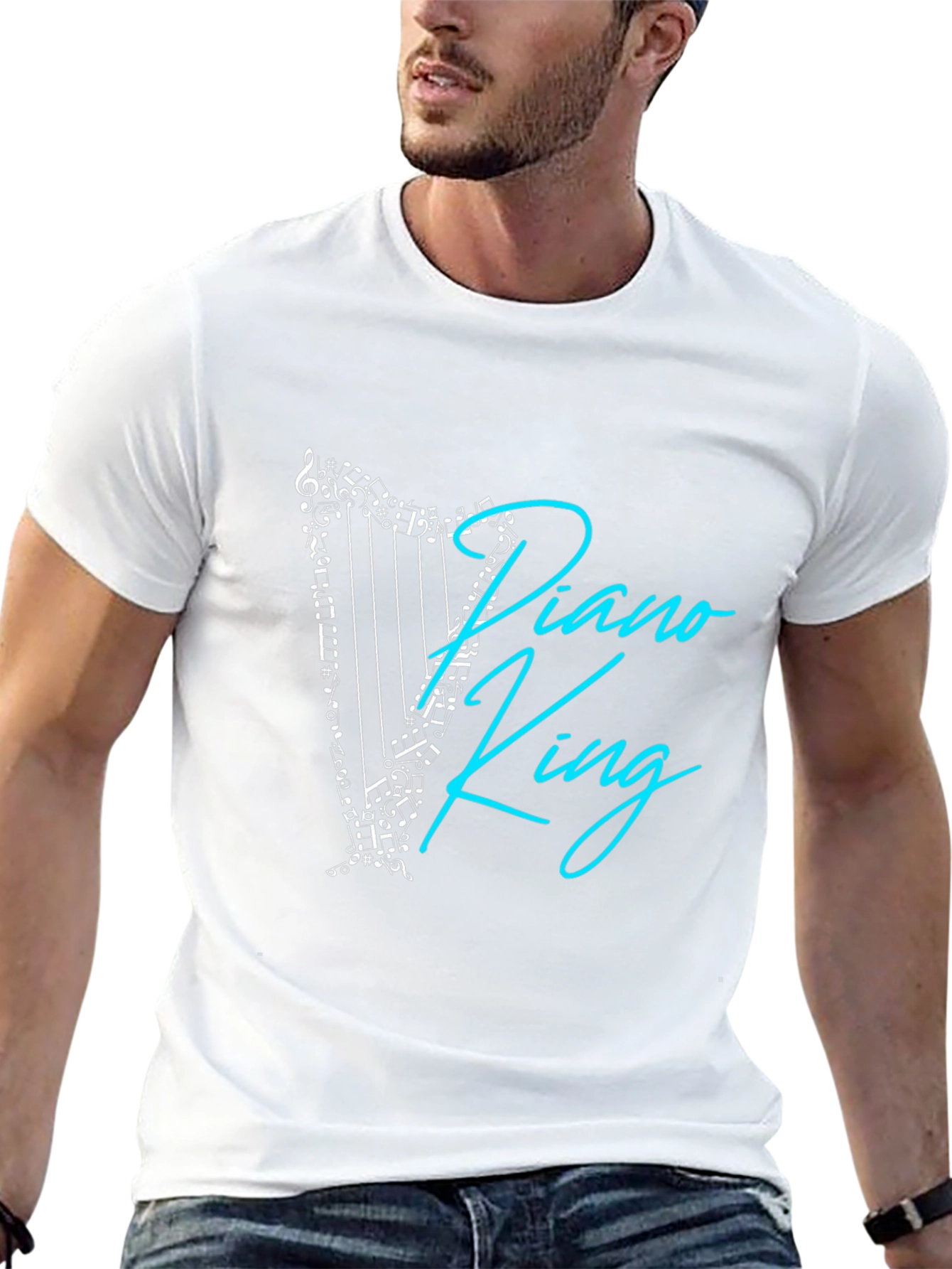 Piano King Graphic T-Shirt - Musical Harp Design