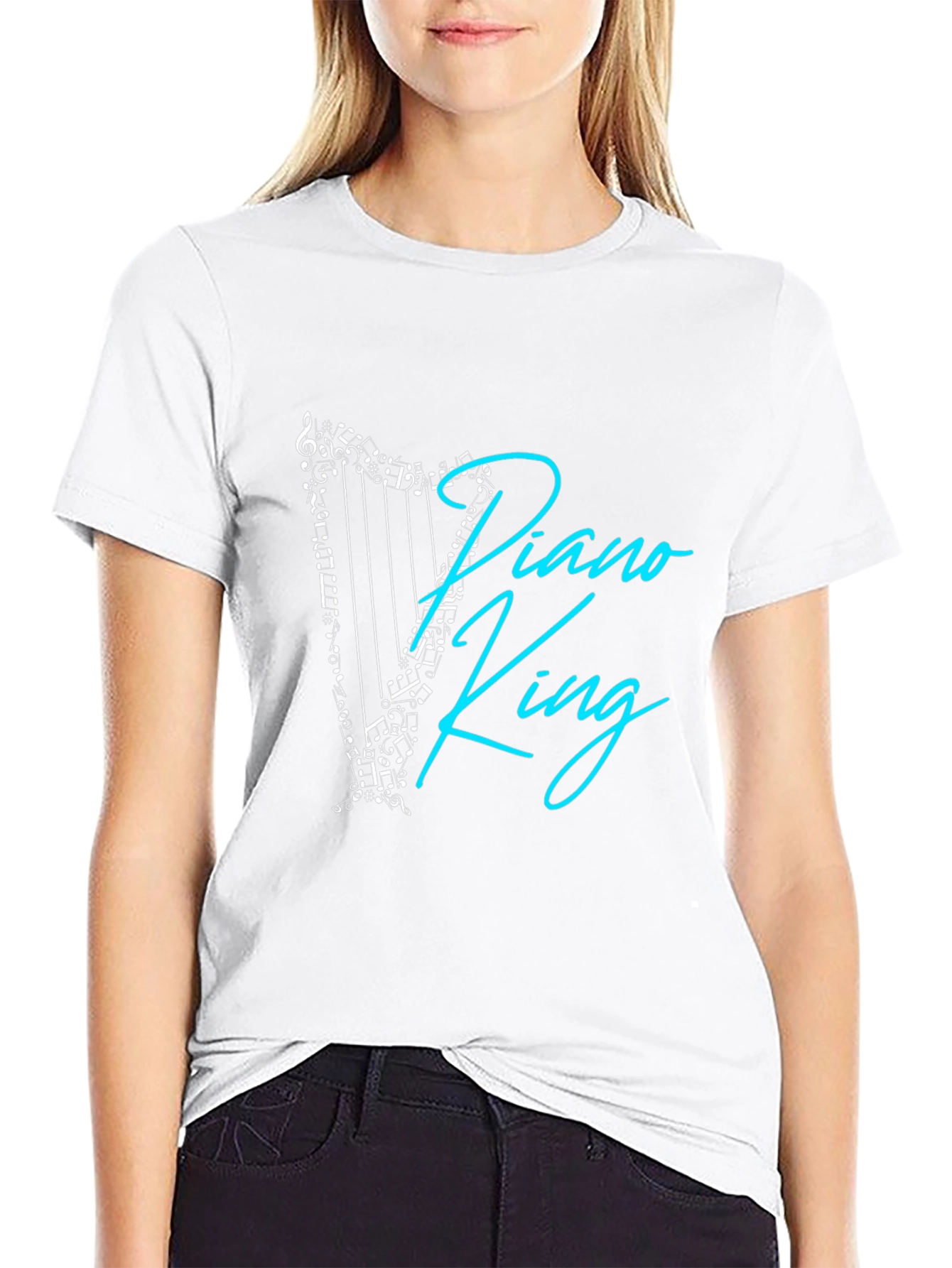 Piano King Graphic T-Shirt - Musical Harp Design