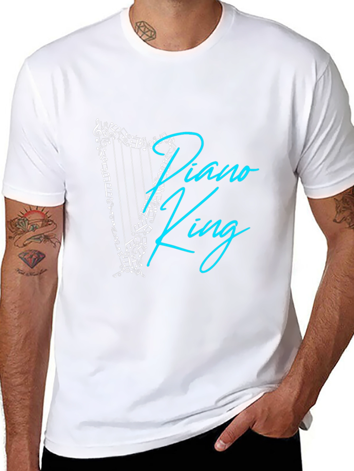 Piano King Graphic T-Shirt - Musical Harp Design
