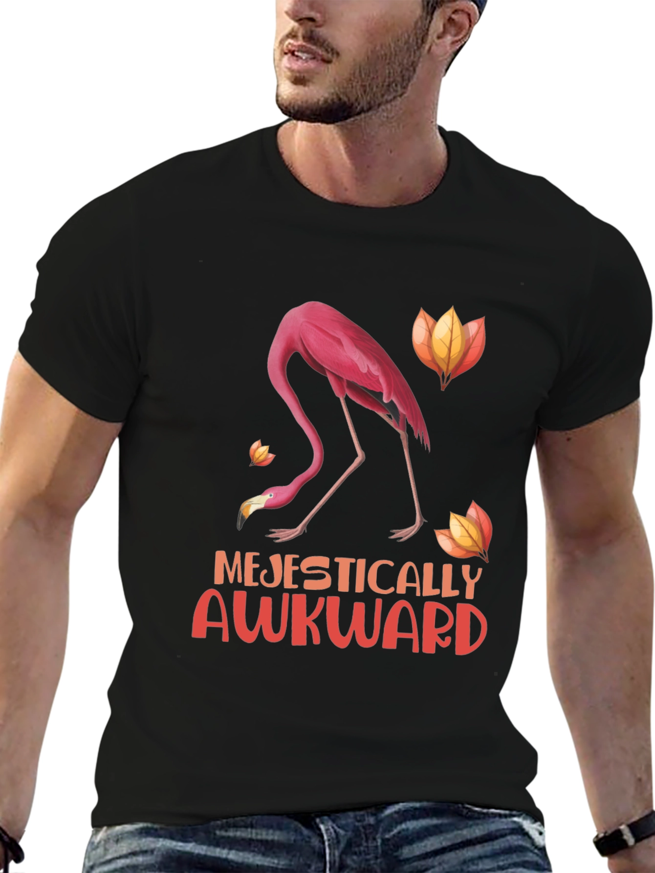 Majestically Awkward Flamingo Graphic Tee