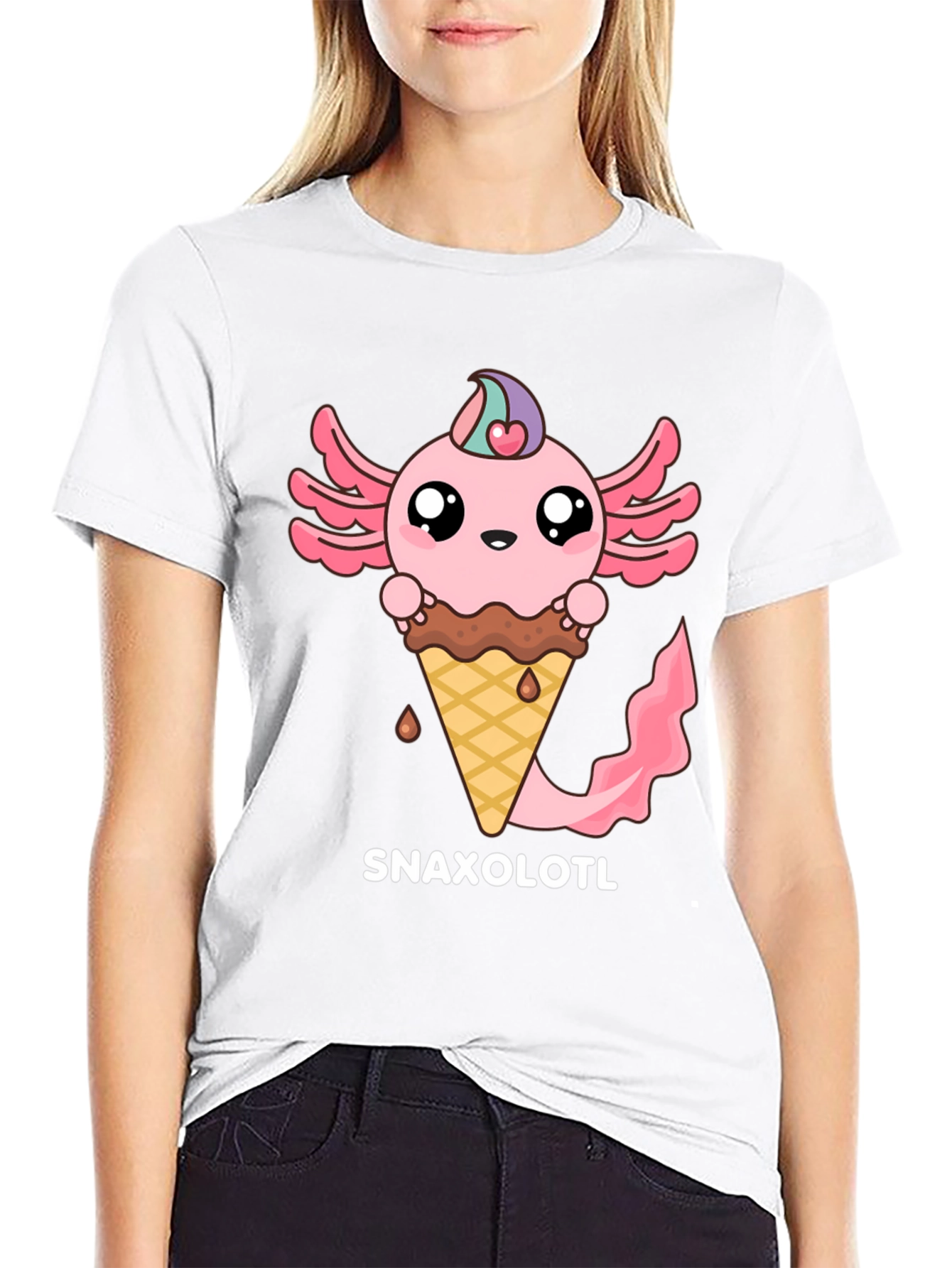 Snaxolotl T-Shirt - Axolotl Ice Cream Cone Tee