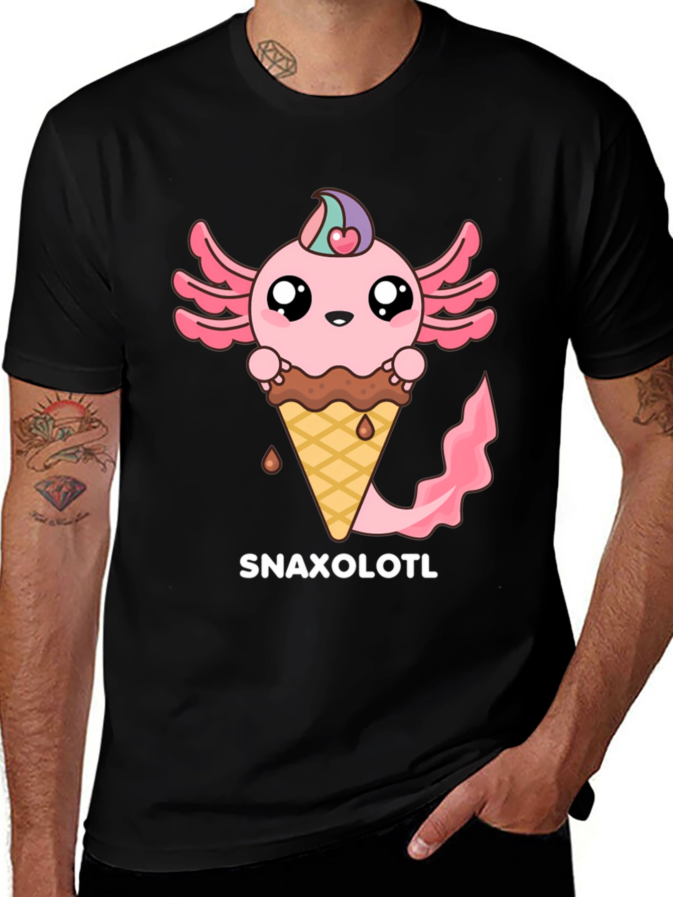 Snaxolotl T-Shirt - Axolotl Ice Cream Cone Tee