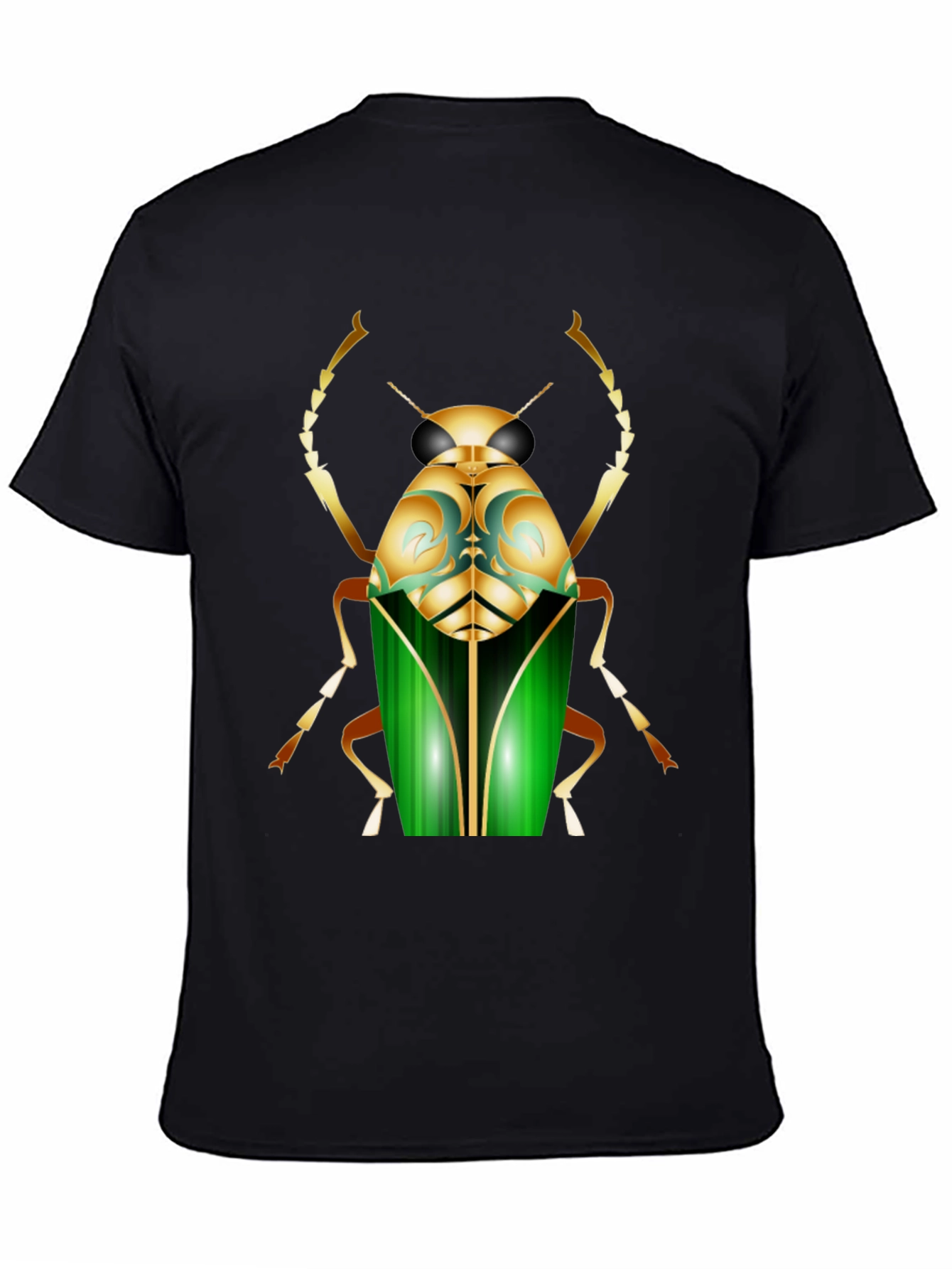 Mens Black T-Shirt with Bold Beetle Graphic
