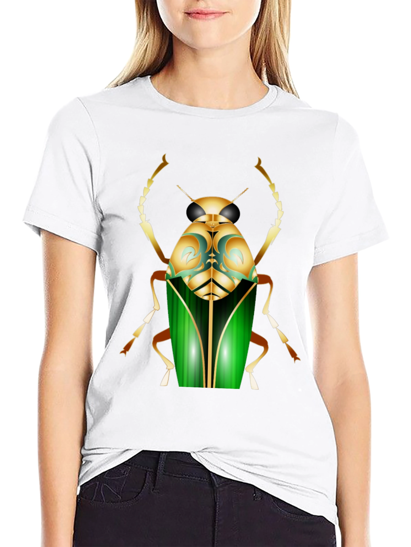 Mens Black T-Shirt with Bold Beetle Graphic