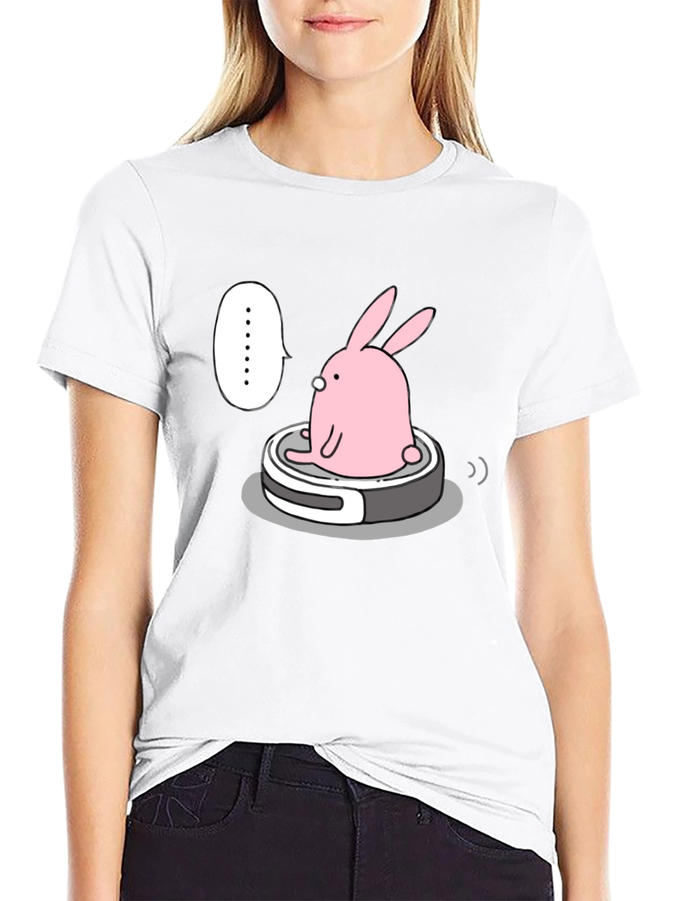 Bunny on Vacuum T-Shirt - Cute Robot Design