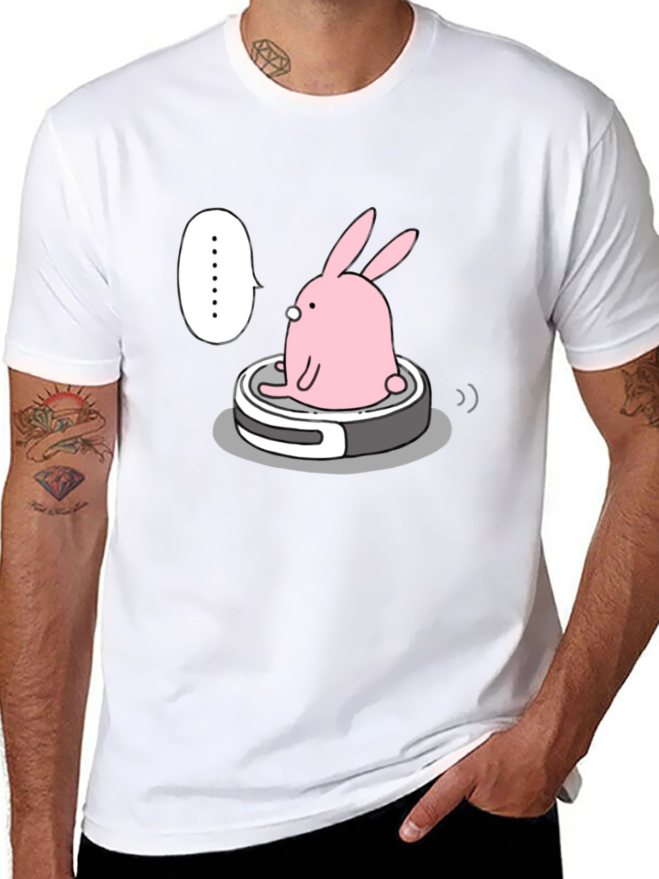Bunny on Vacuum T-Shirt - Cute Robot Design