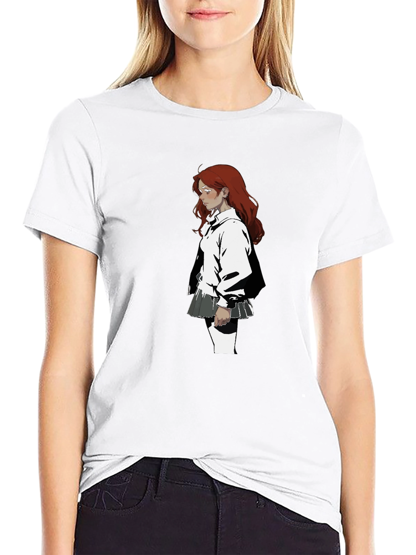 Anime Girl Graphic Black T-Shirt