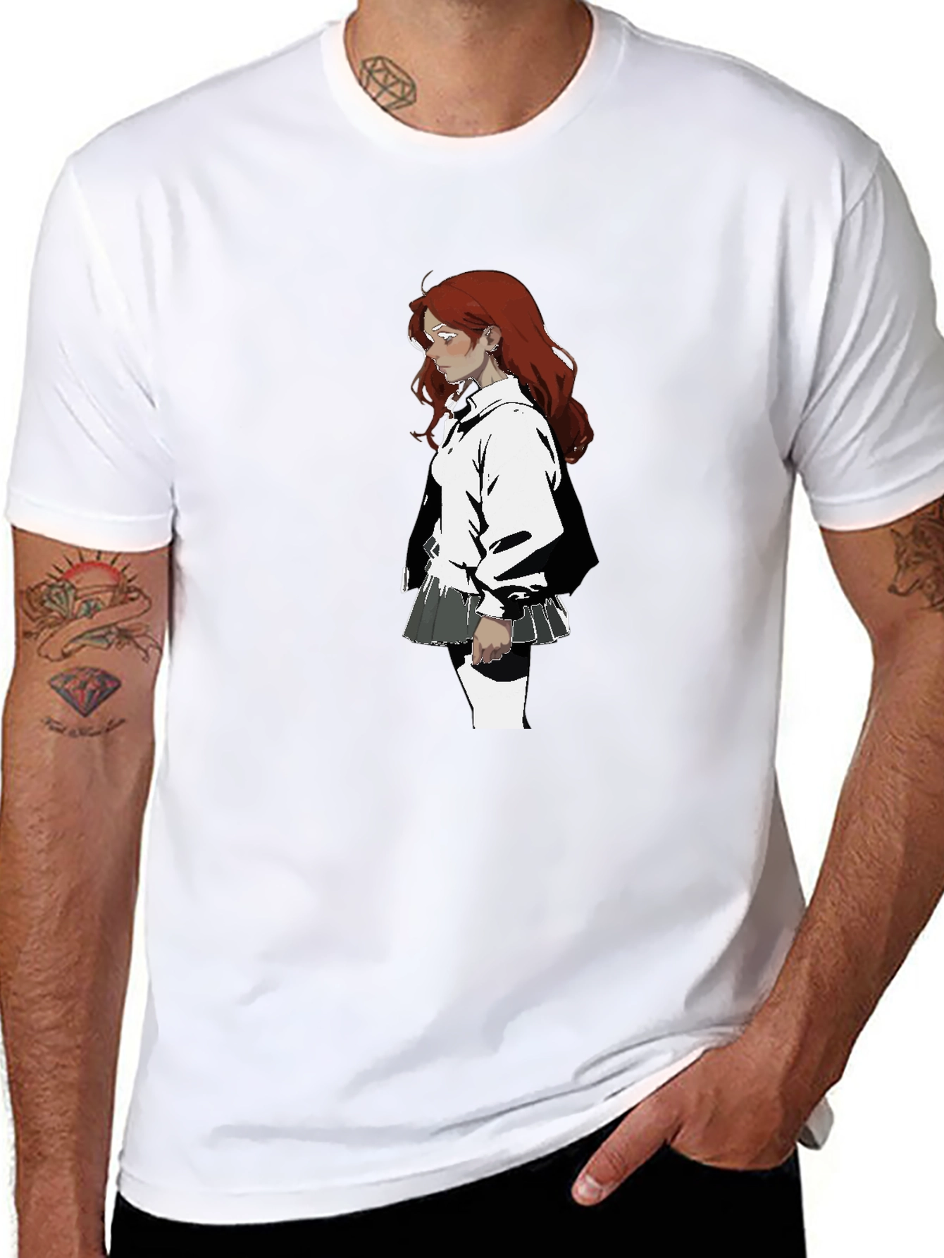 Anime Girl Graphic Black T-Shirt