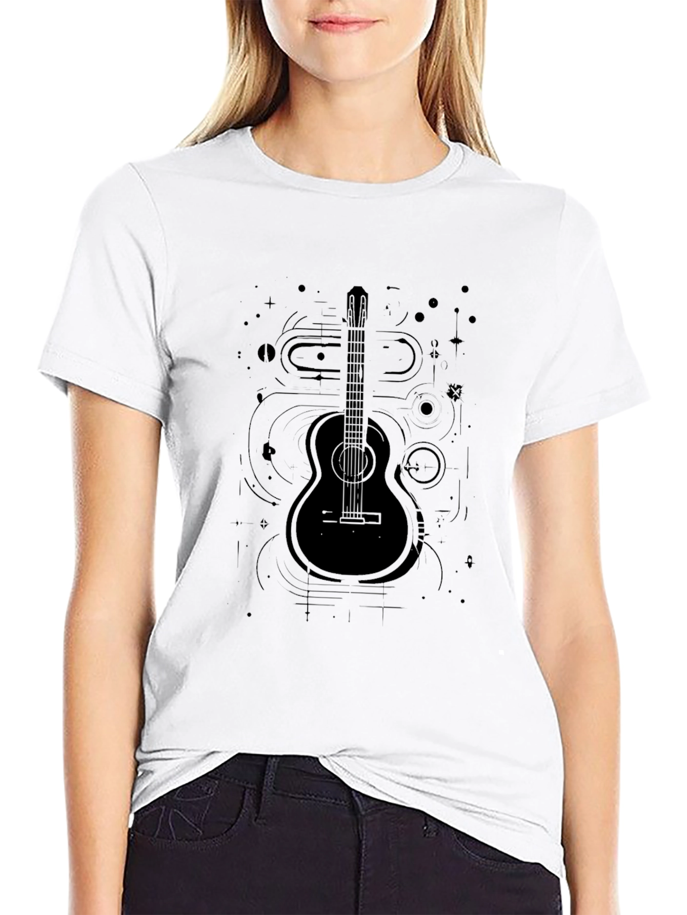 Guitar Graphic Tee - Black Musical Design