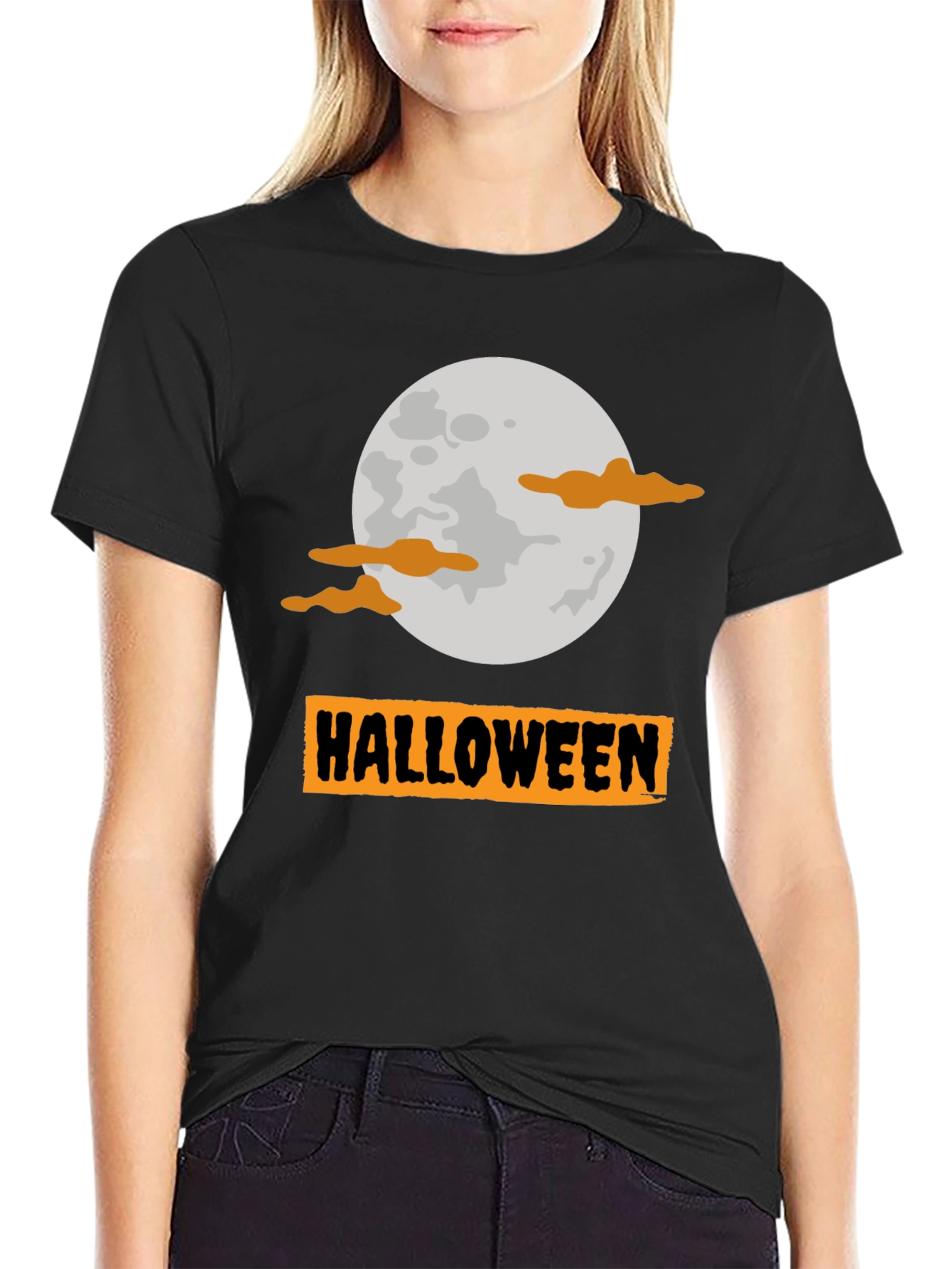 Halloween Moon Graphic Tee - Spooky Season Shirt