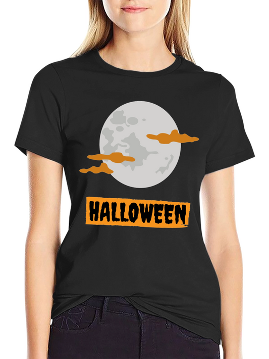 Halloween Moon Graphic Tee - Spooky Season Shirt