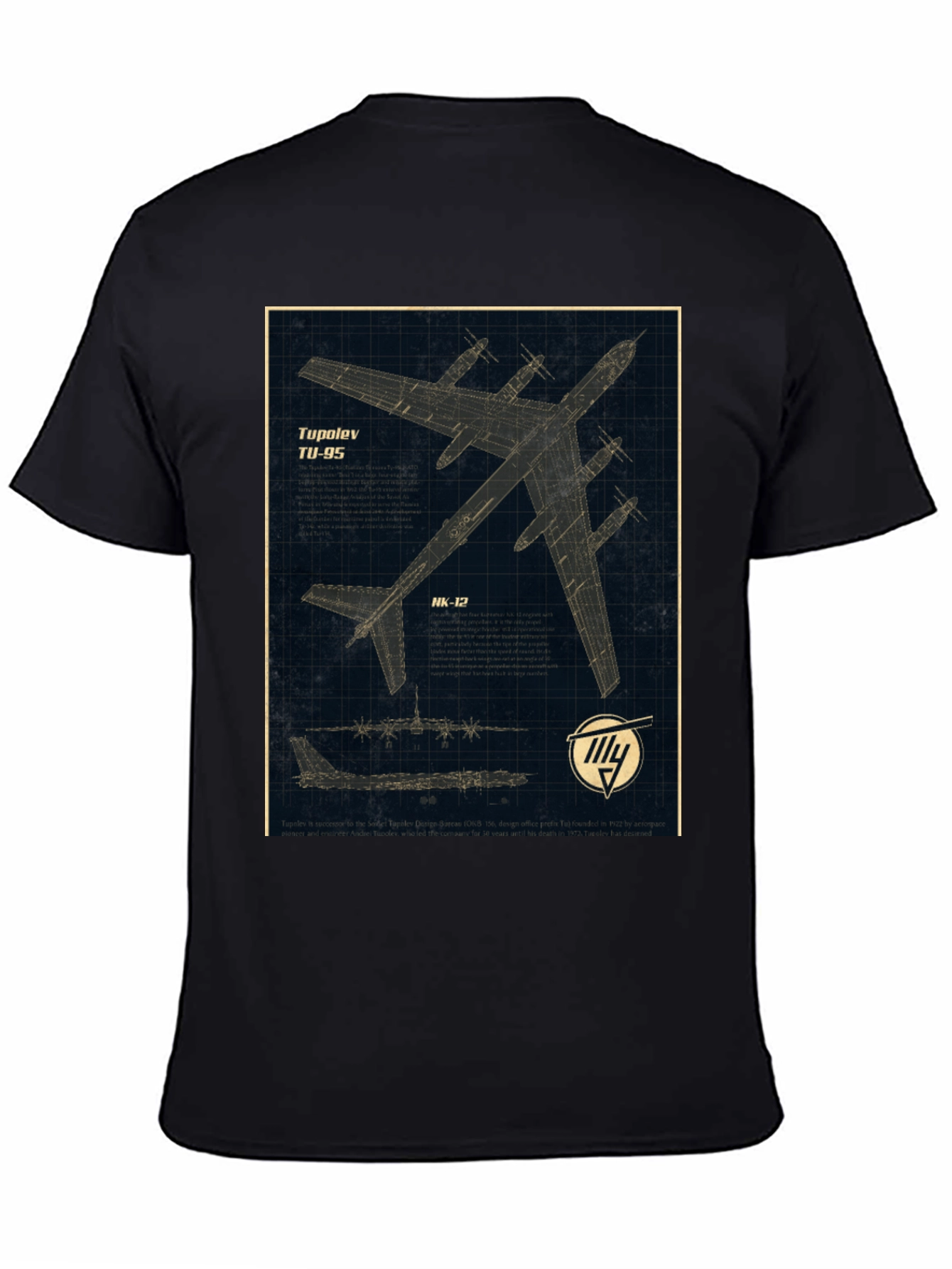 Tupolev TU-95 Blueprint Graphic T-Shirt