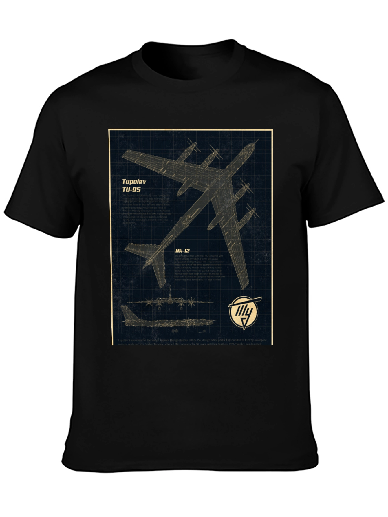 Tupolev TU-95 Blueprint Graphic T-Shirt