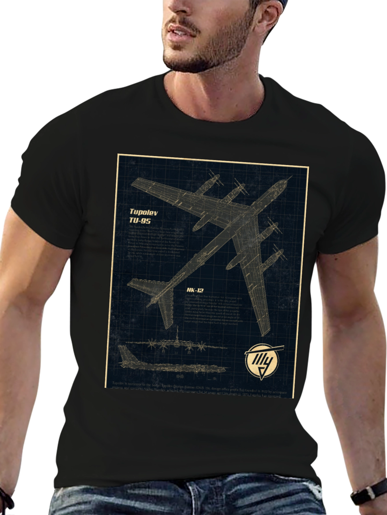 Tupolev TU-95 Blueprint Graphic T-Shirt
