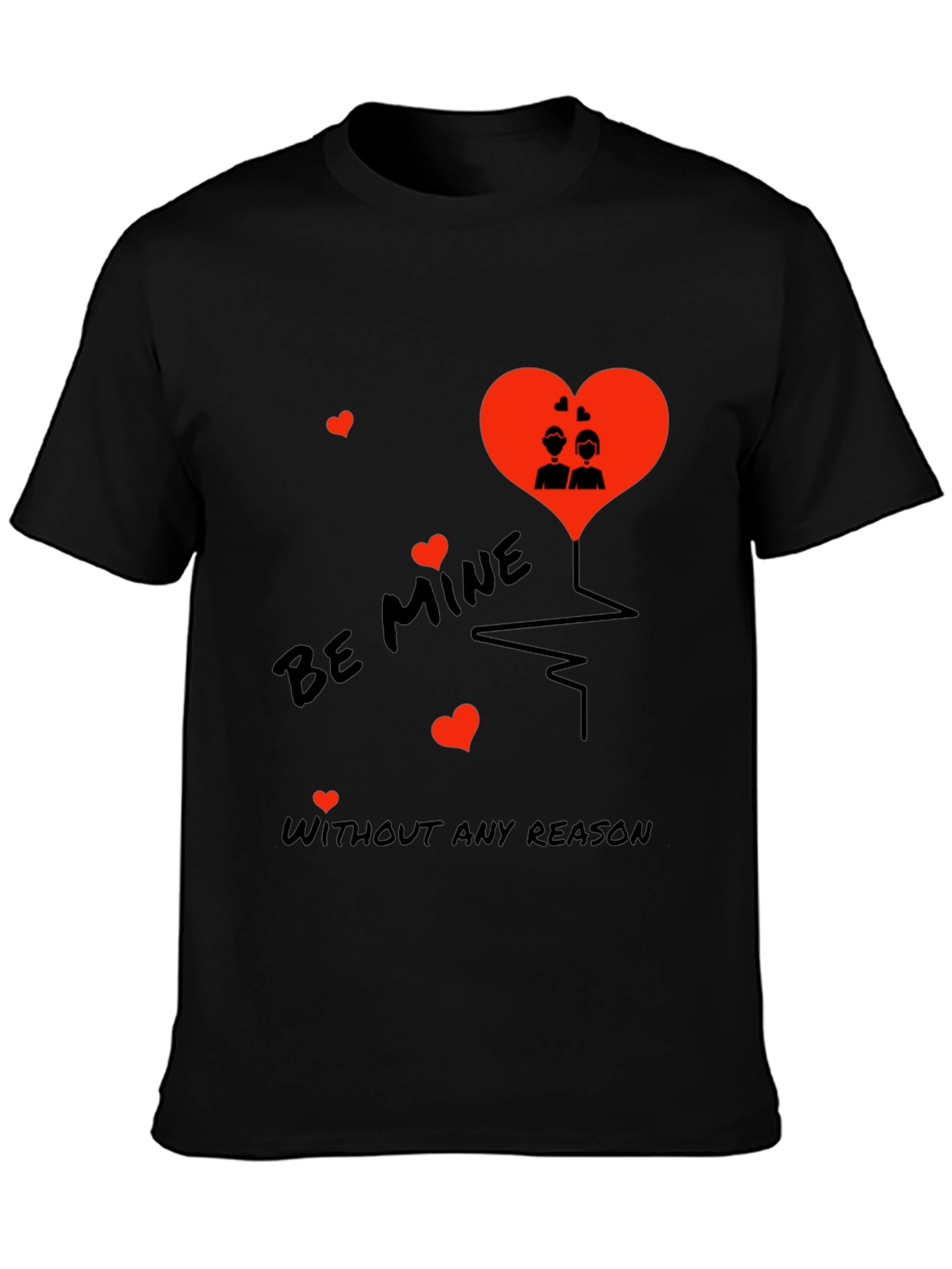 Romantic Be Mine Black T-Shirt