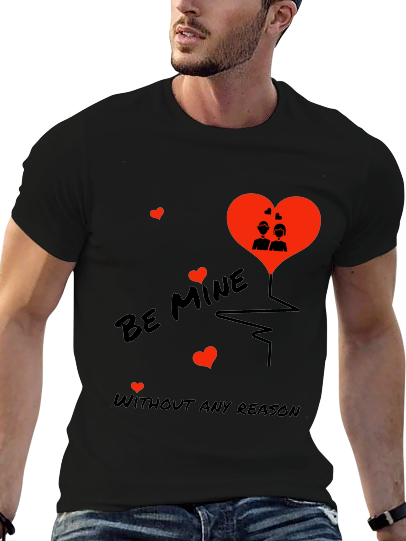 Romantic Be Mine Black T-Shirt