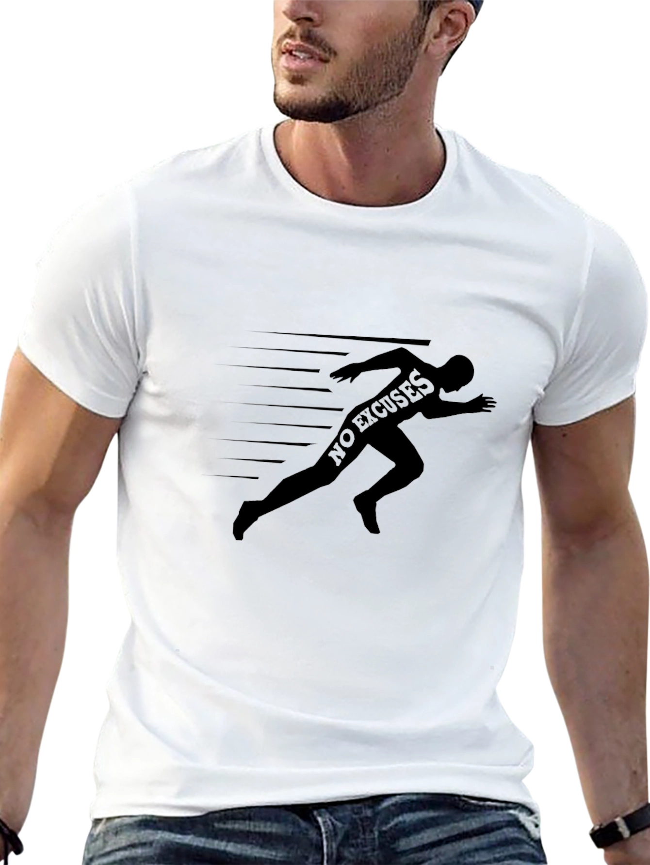 Mens Black No Excuses Graphic Tee