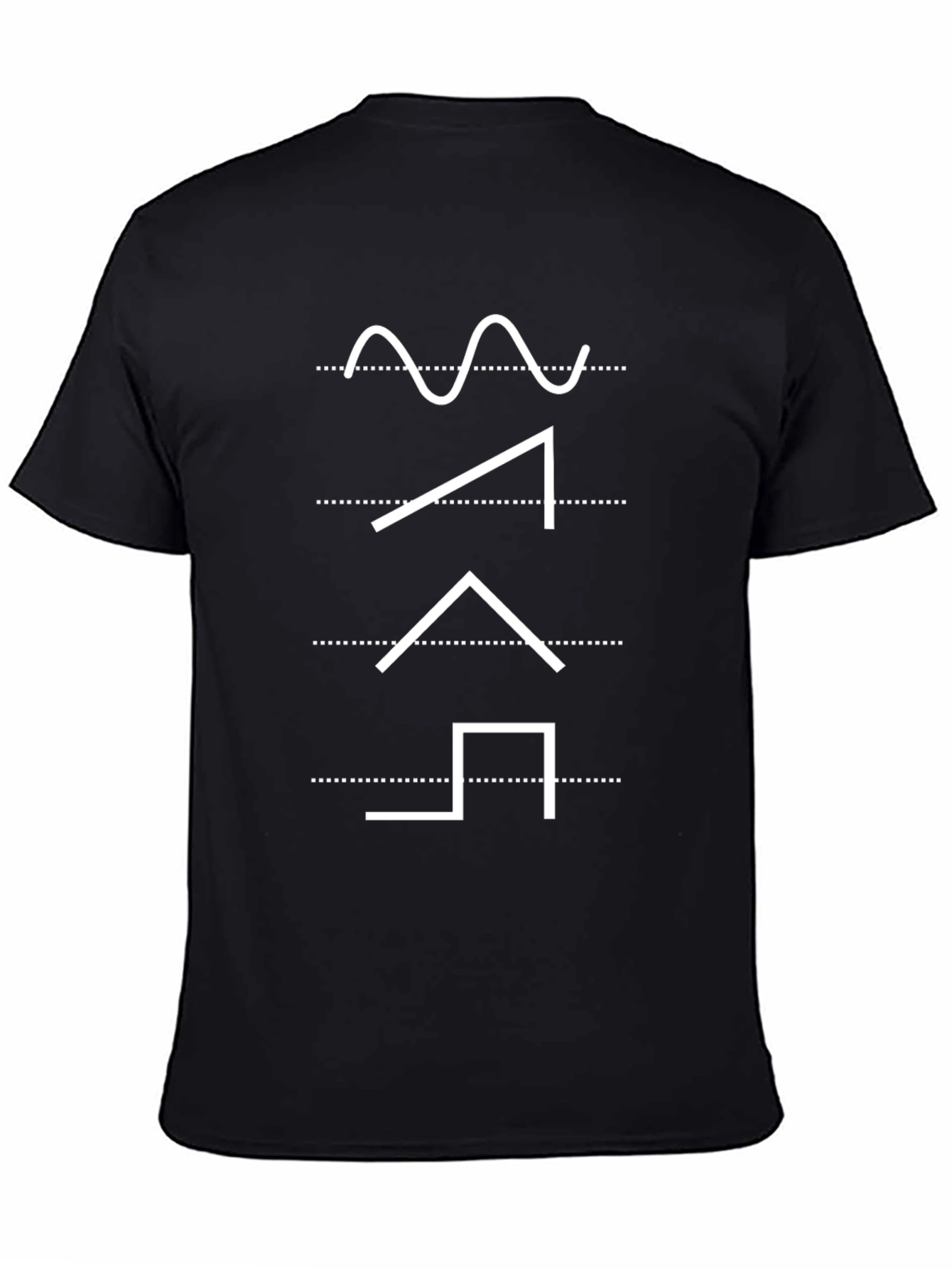 Geometric Waveform Graphic Tee - Modern Black T-Shirt