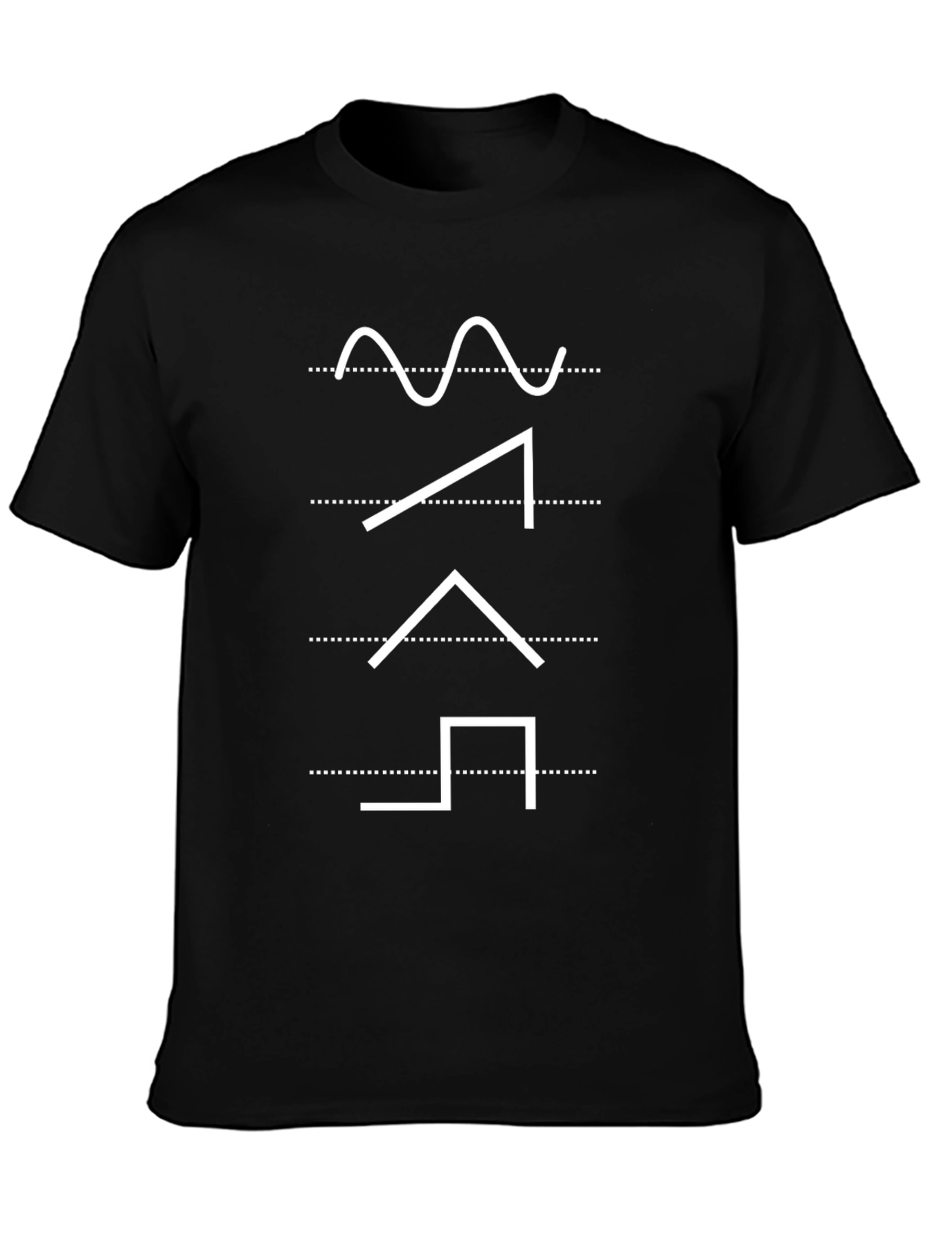 Geometric Waveform Graphic Tee - Modern Black T-Shirt