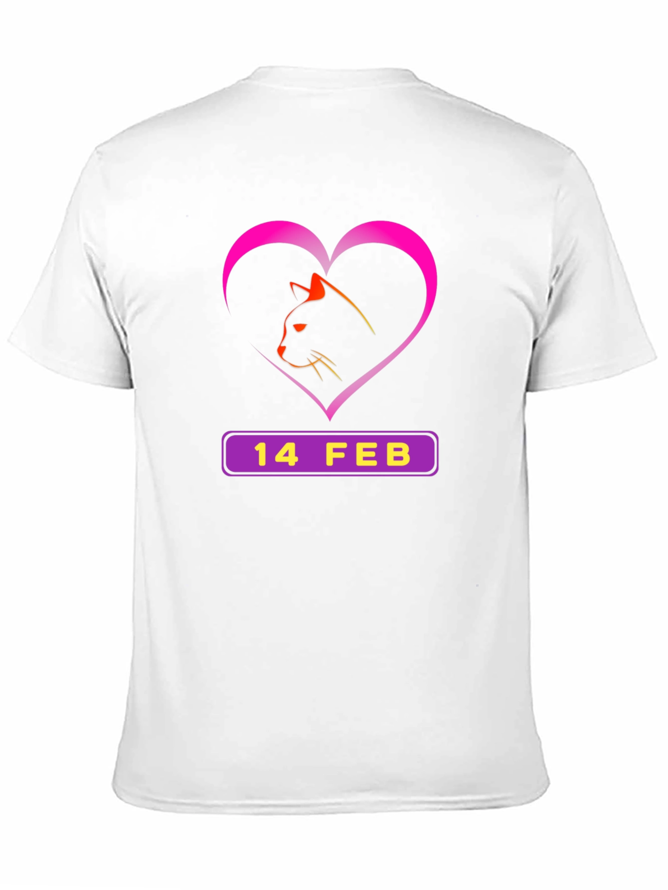Valentines Day Cat T-Shirt - 14 Feb Heart Design