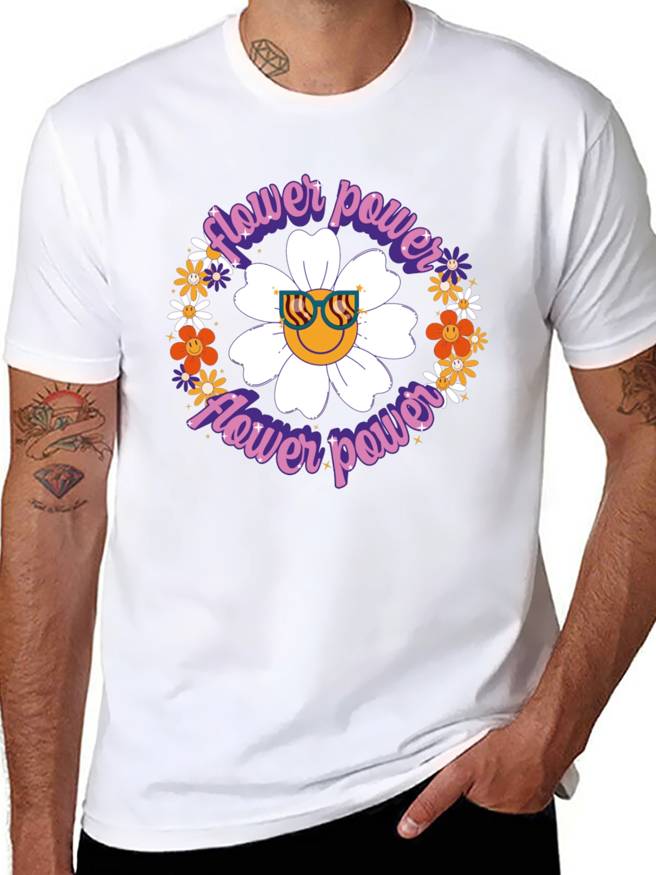 Flower Power Graphic T-Shirt - Retro Style