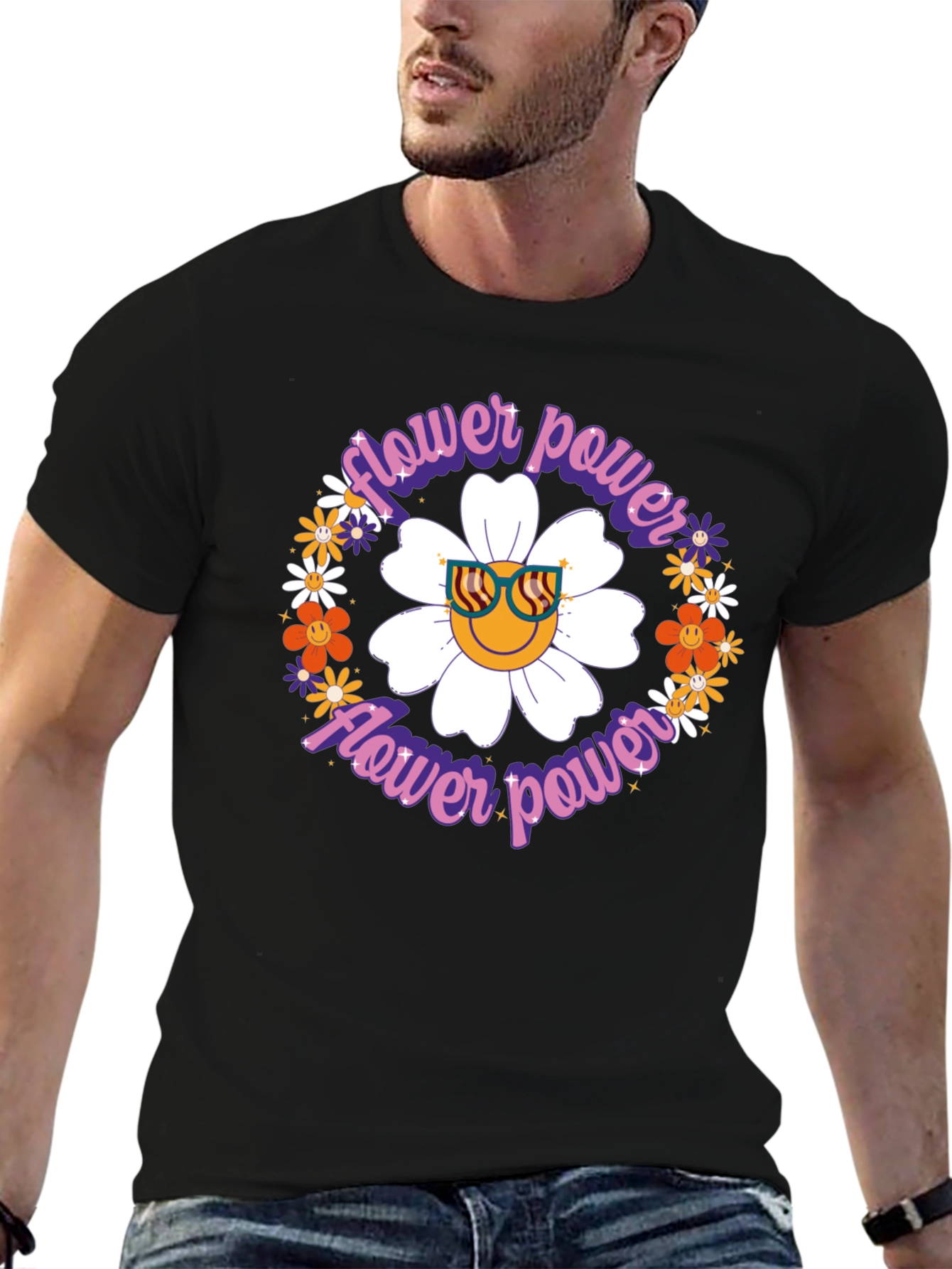 Flower Power Graphic T-Shirt - Retro Style