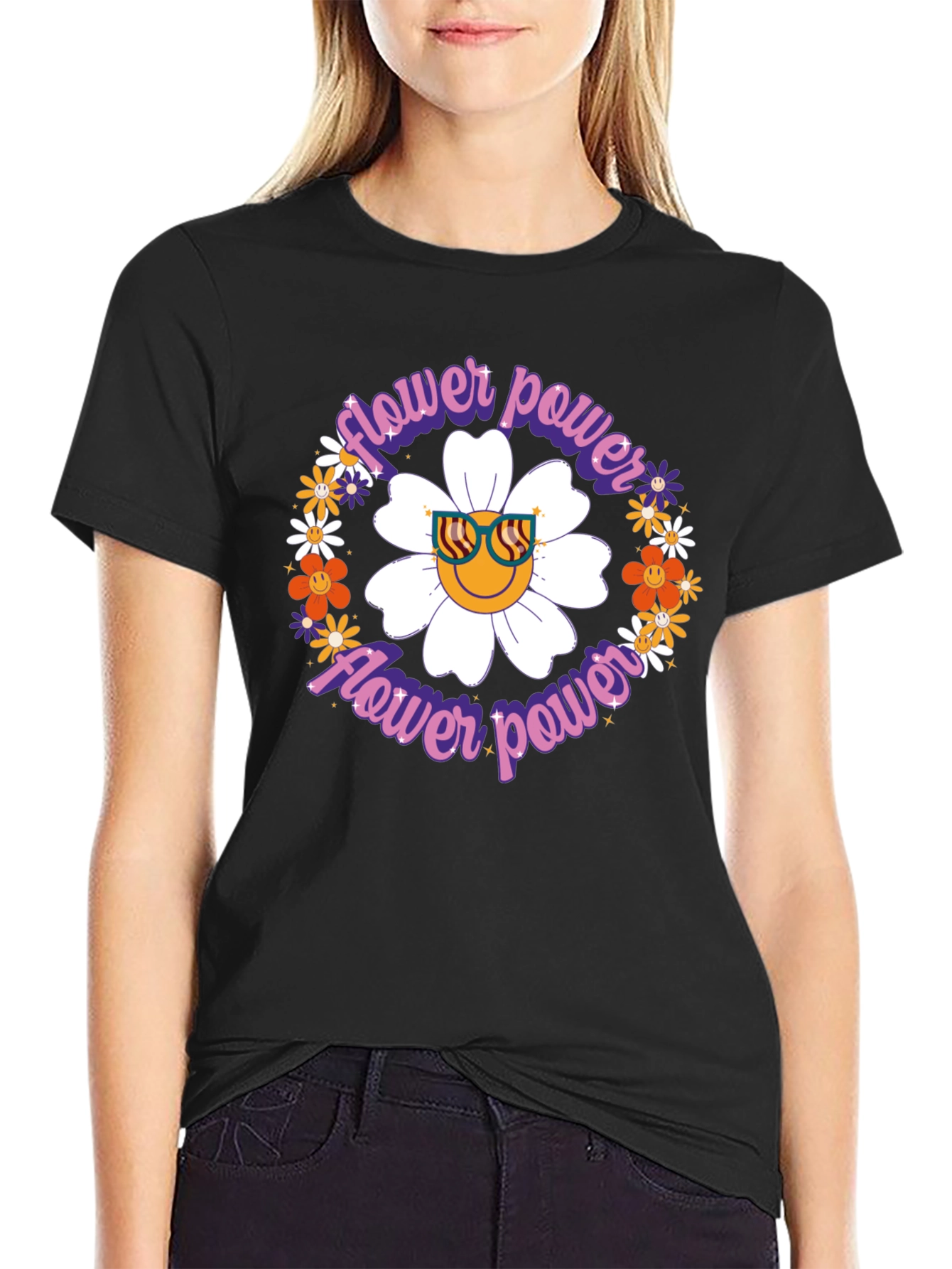 Flower Power Graphic T-Shirt - Retro Style