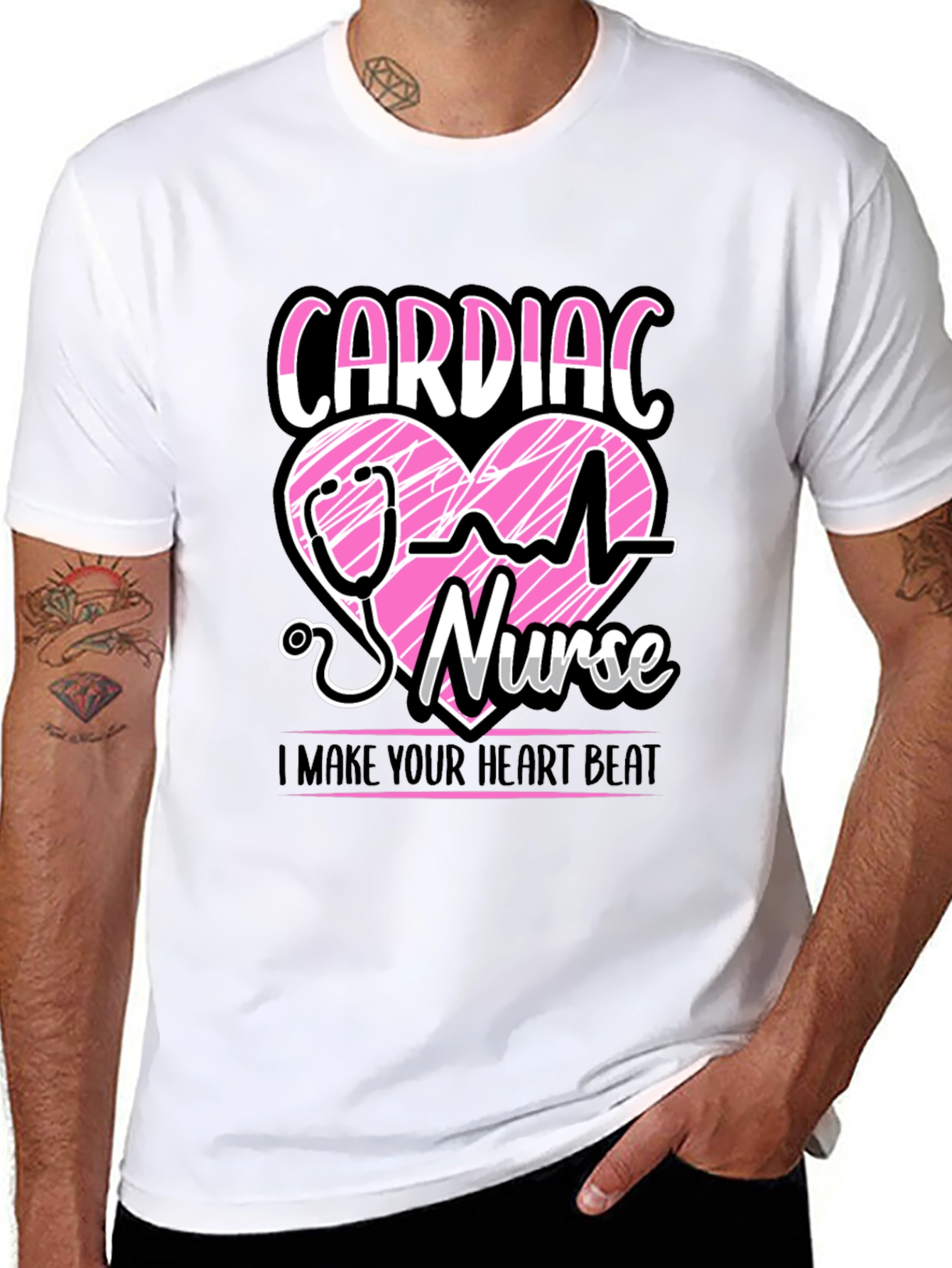 Cardiac Nurse T-Shirt - Heartbeat Design