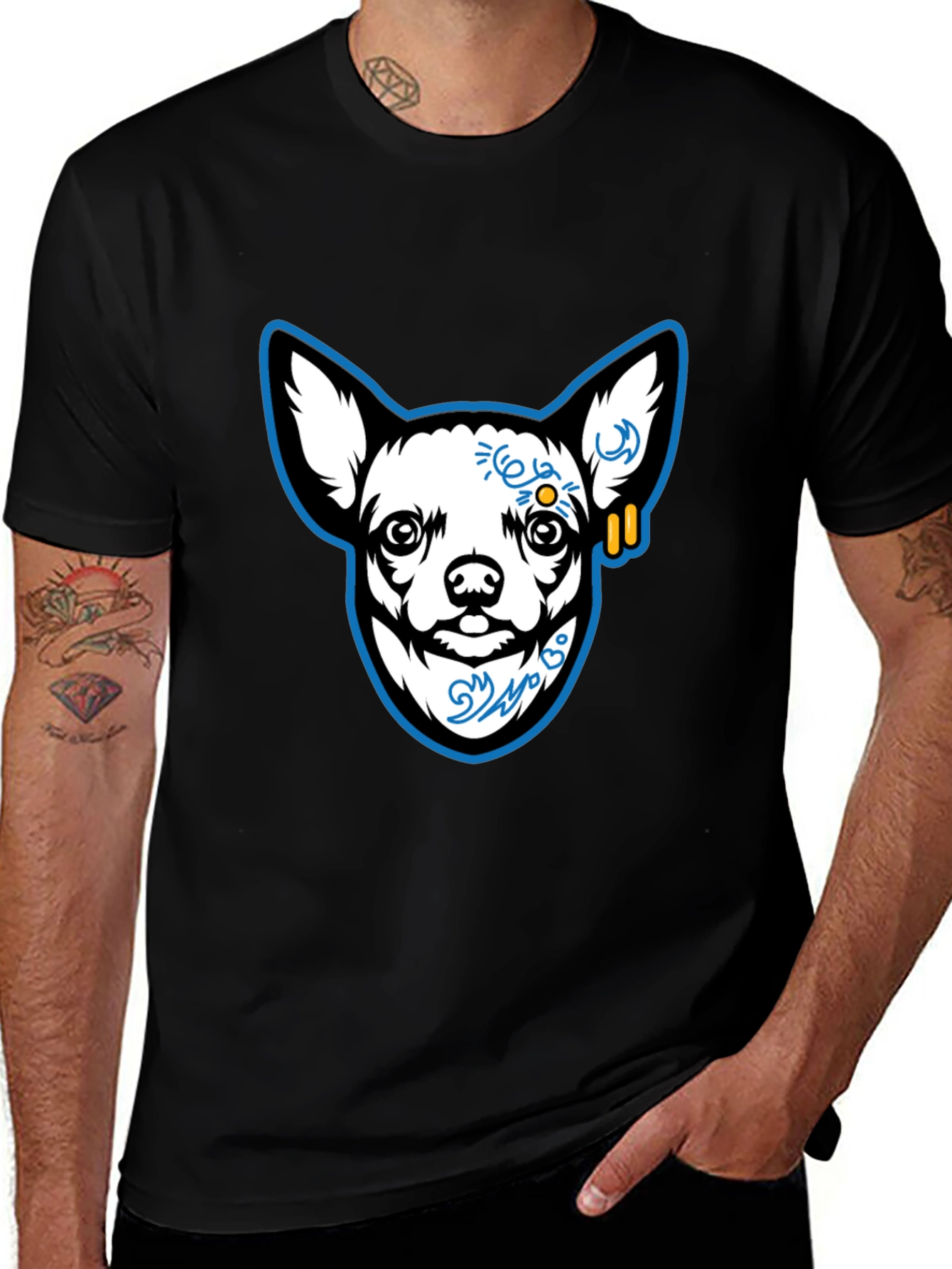Cool Chihuahua Graphic Black T-Shirt