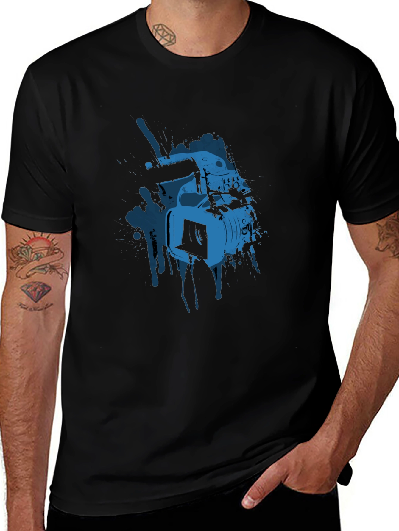 Cool Camera Graphic Tee - Black Cotton T-Shirt
