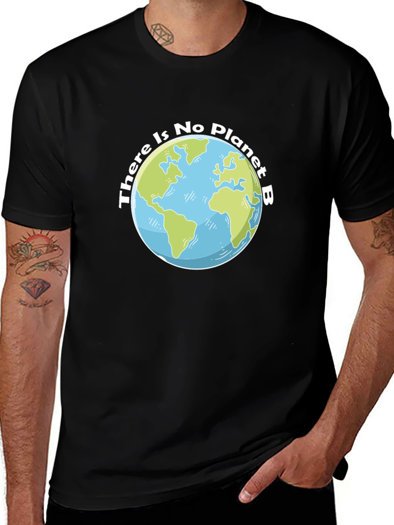 No Planet B Earth Graphic Tee - Black Cotton
