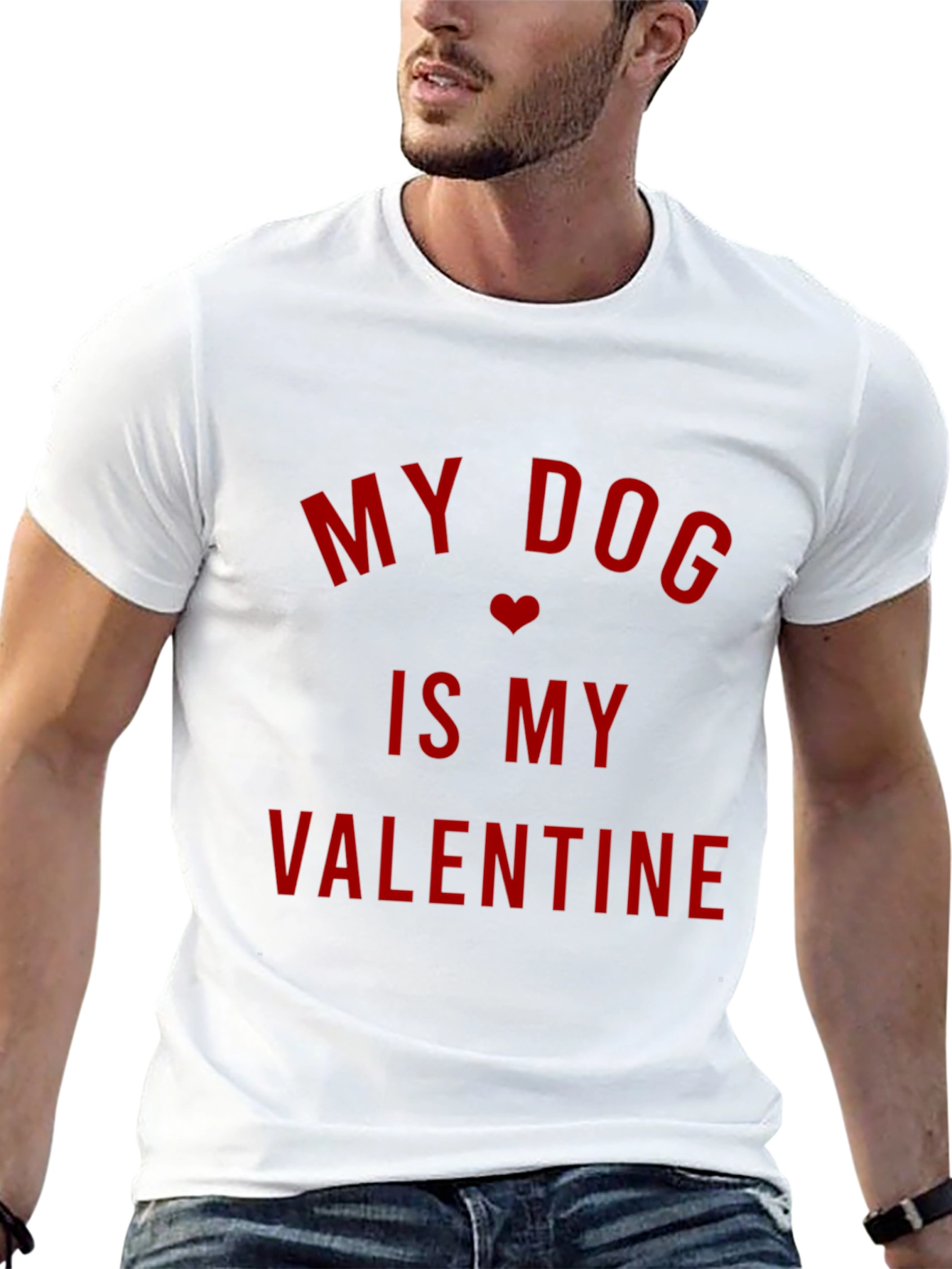 My Dog Is My Valentine - Mens Black T-Shirt