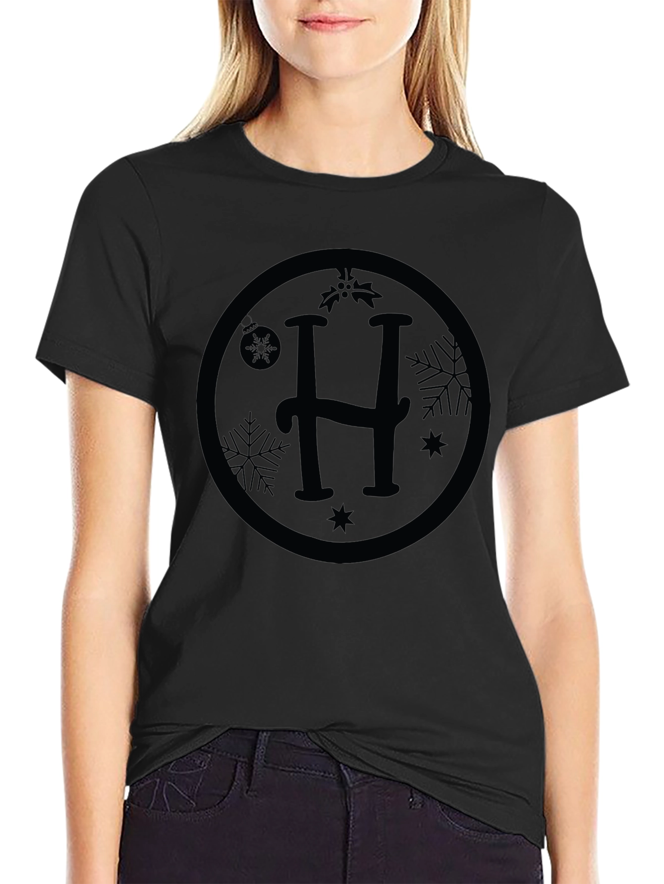 Monogram H Holiday Black T-Shirt