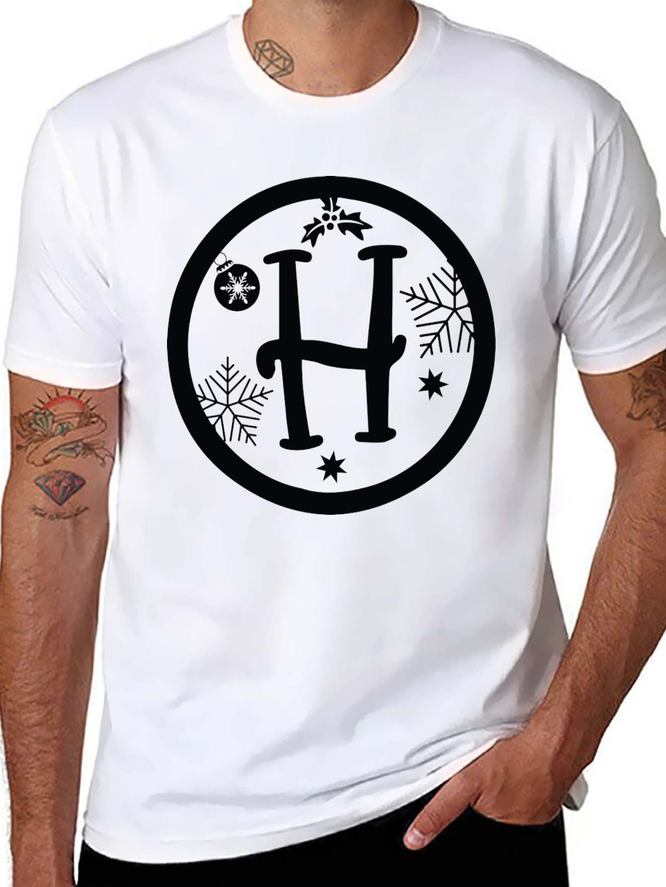Monogram H Holiday Black T-Shirt