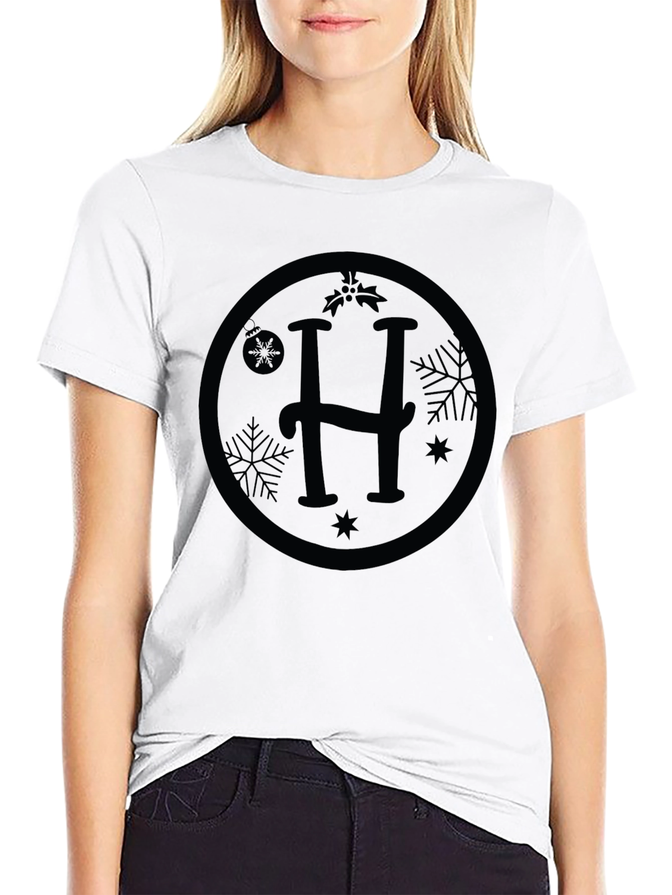 Monogram H Holiday Black T-Shirt