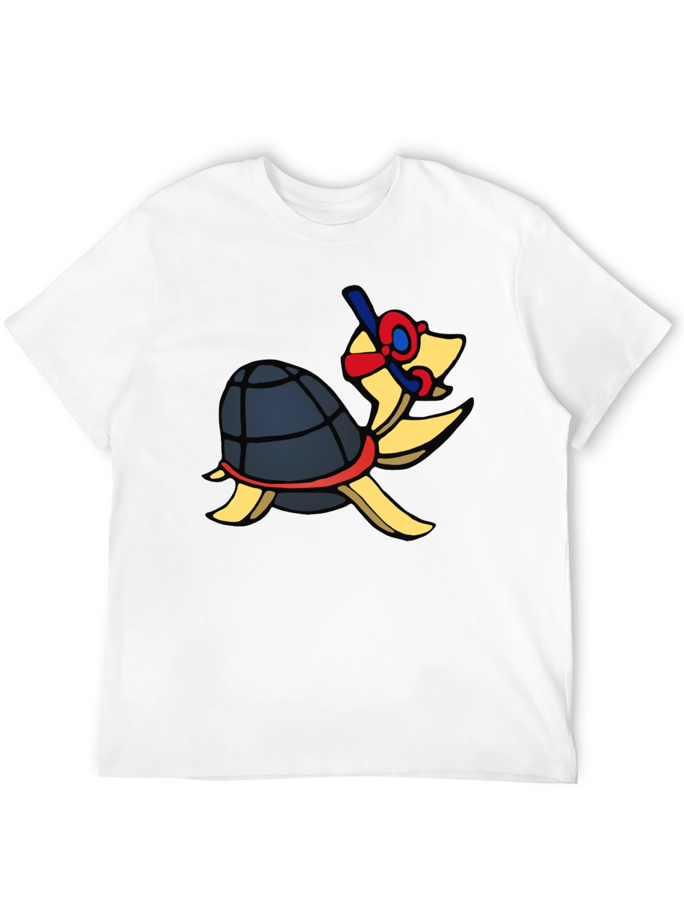 Snorkeling Turtle Graphic Tee - Black Cotton T-Shirt