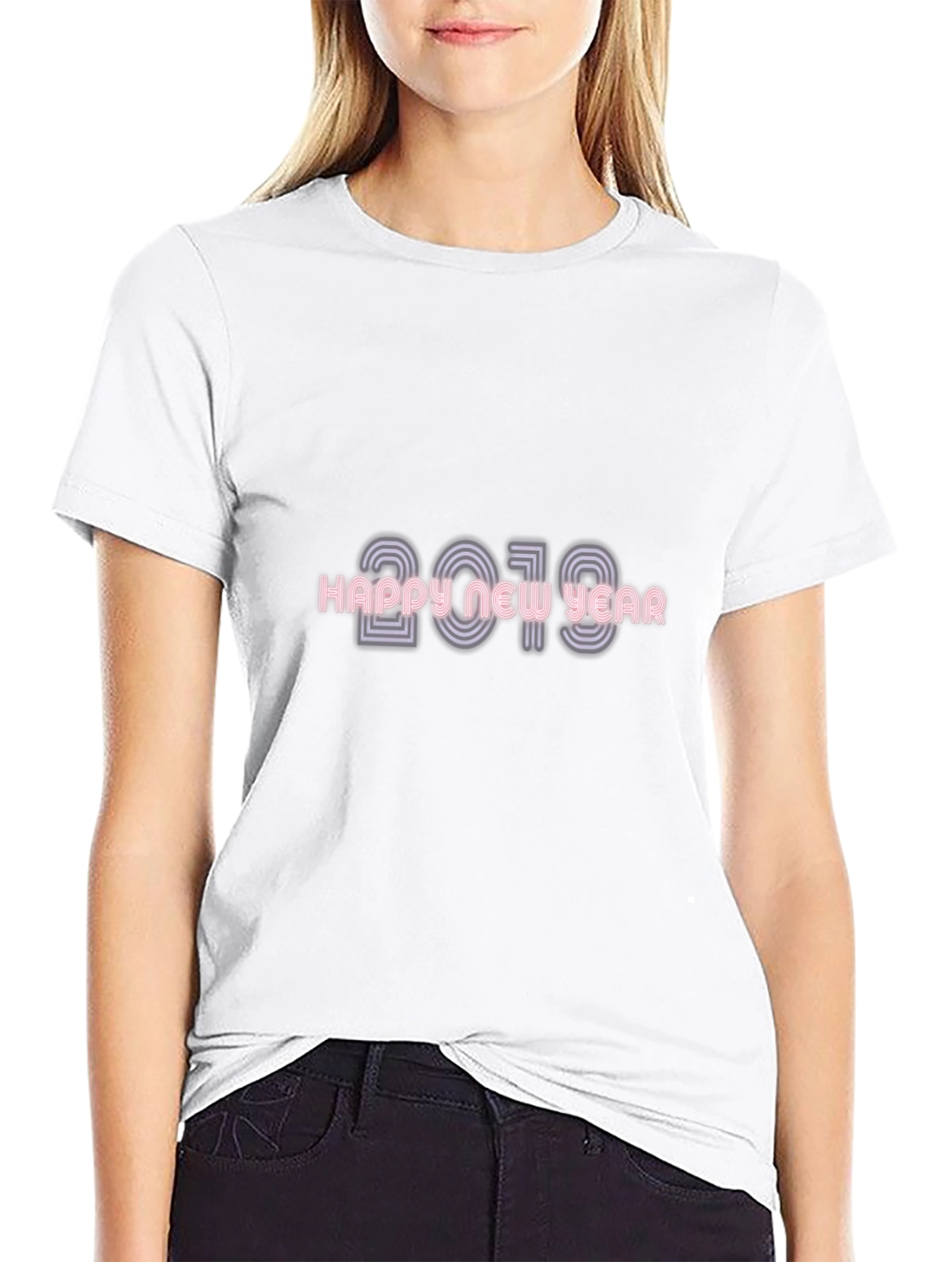 Happy New Year 2019 T-Shirt Black Casual