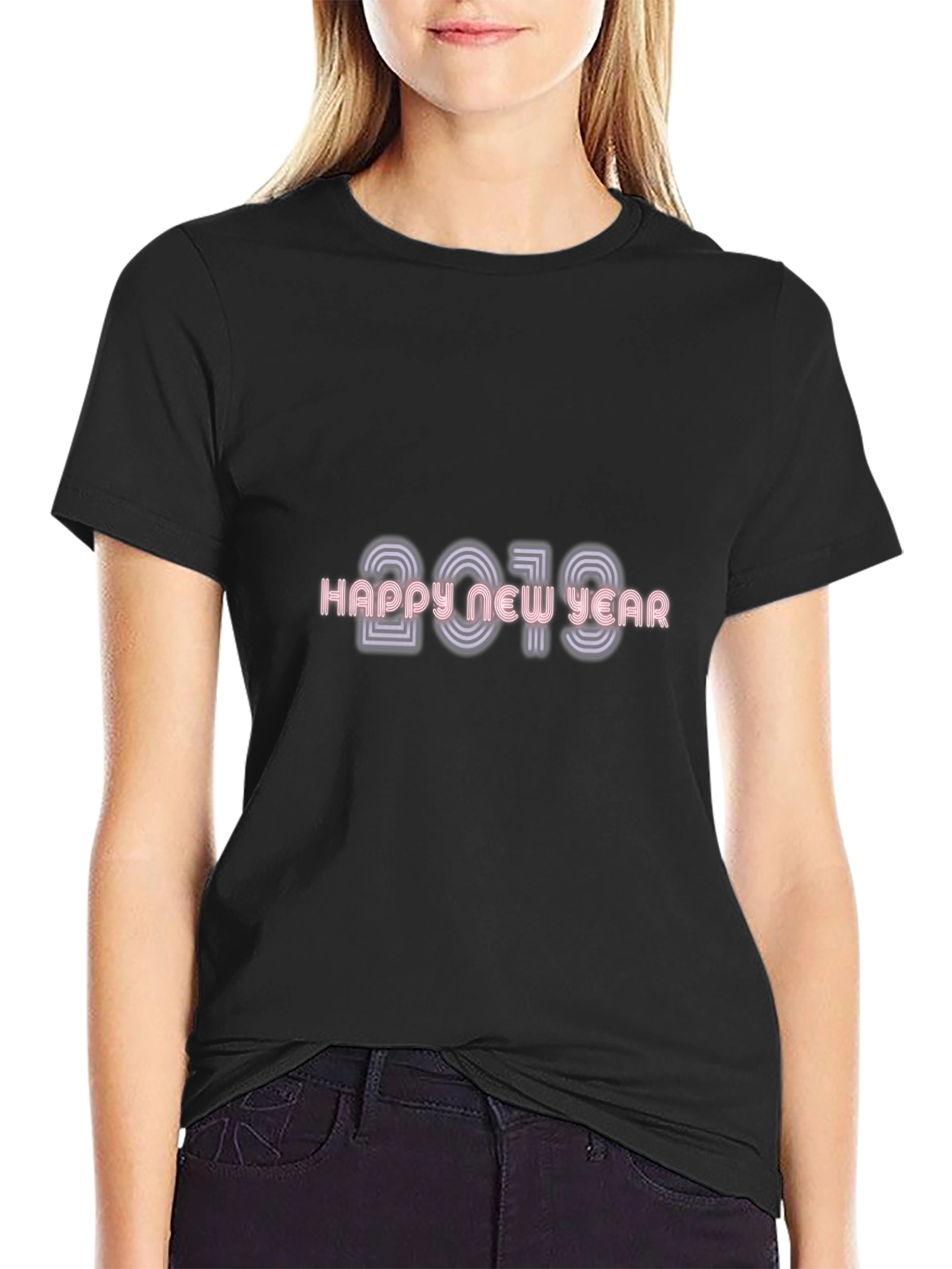 Happy New Year 2019 T-Shirt Black Casual