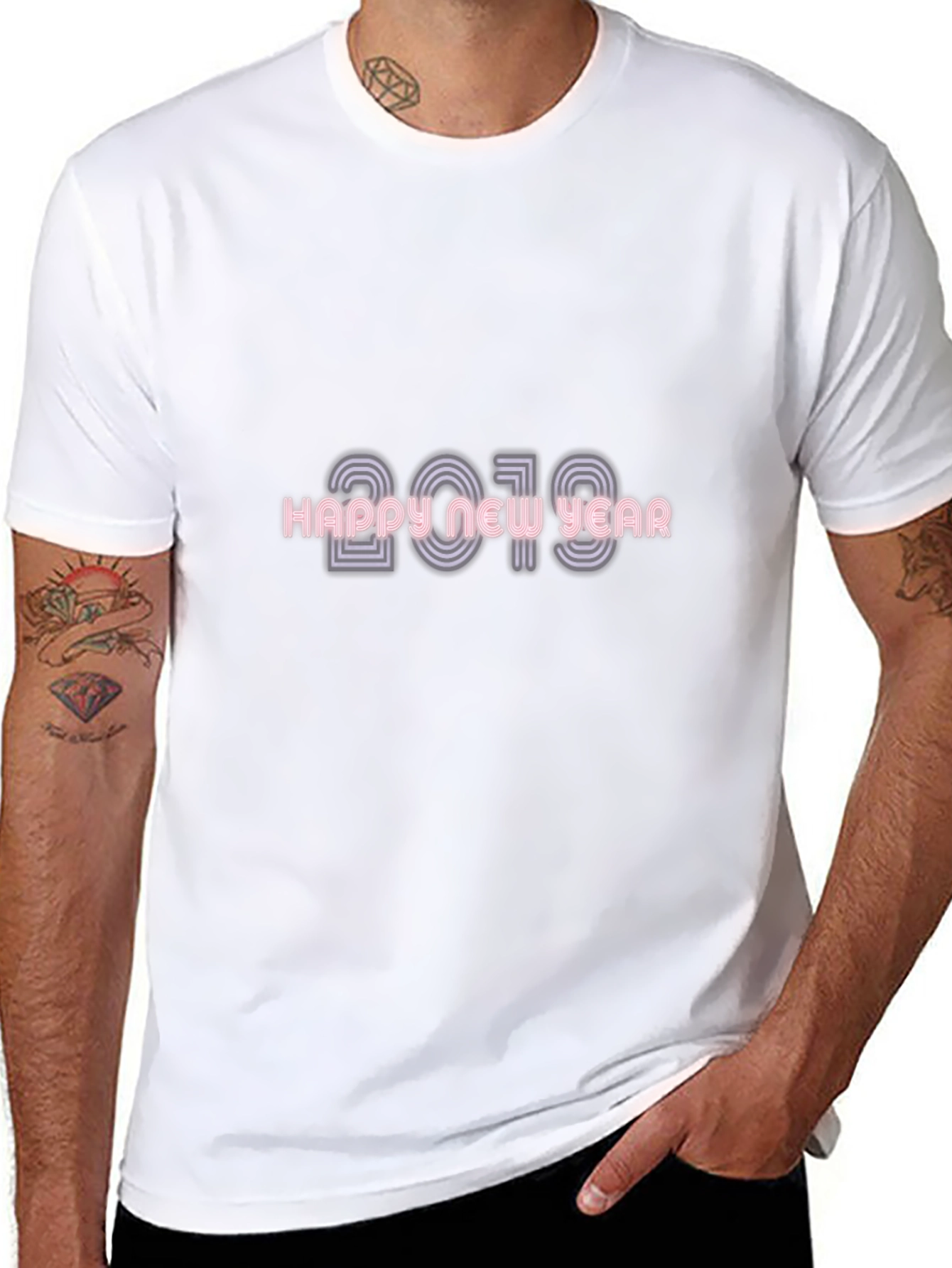 Happy New Year 2019 T-Shirt Black Casual